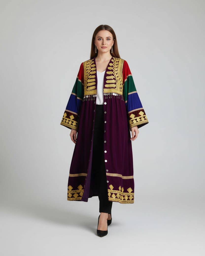 Afghan Traditional Chapen – Silk Velvet Chorma Dozi