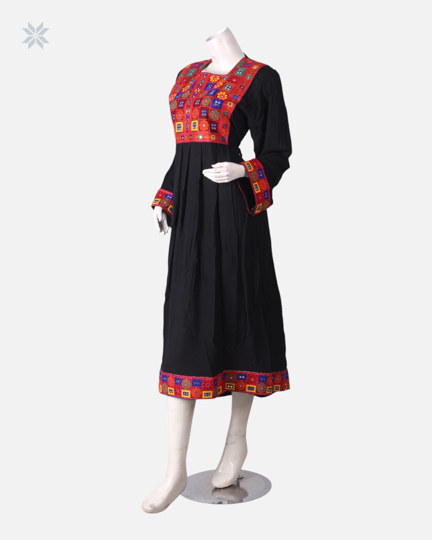 Black Afghan Dress with Colorful Embroidery
