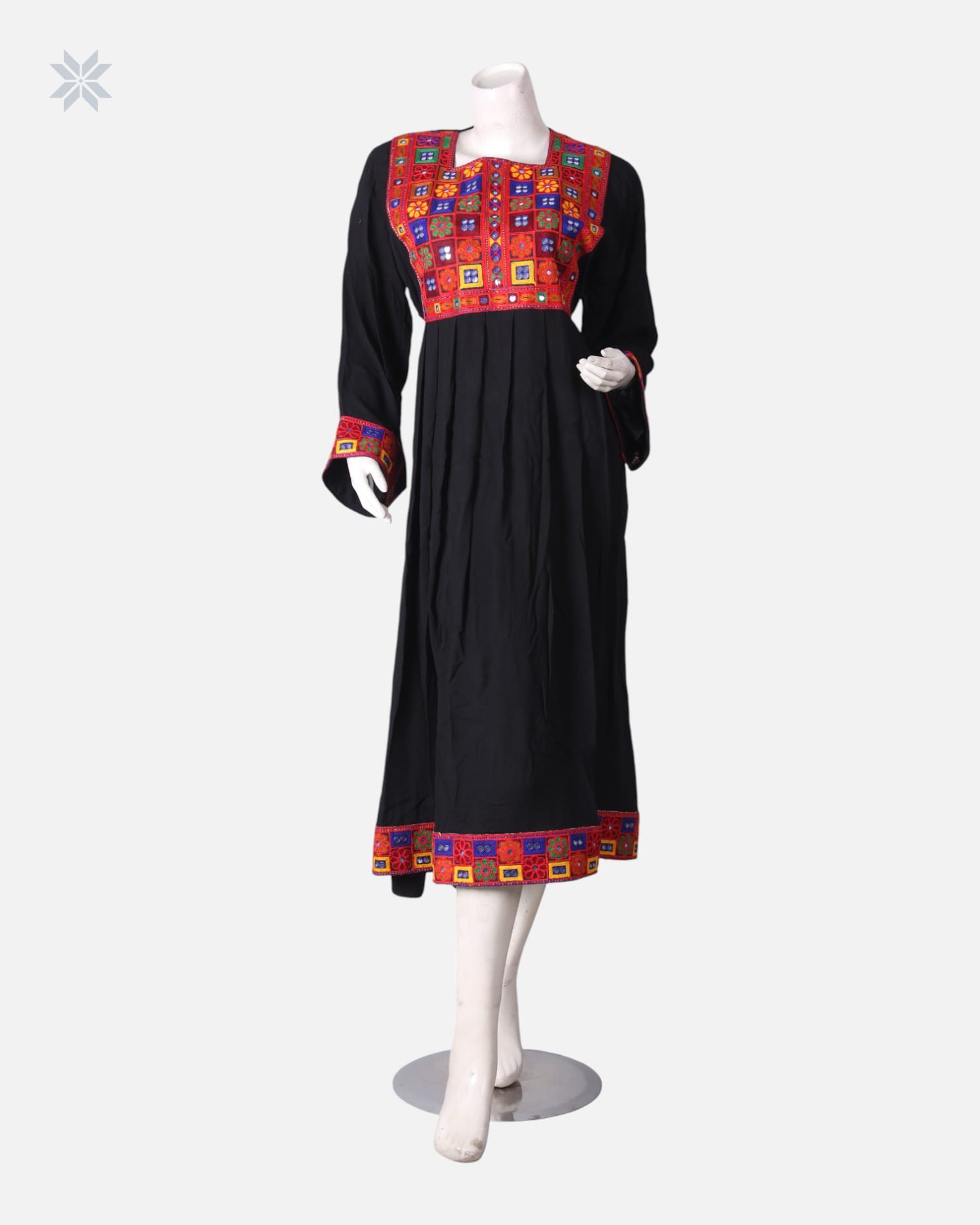 Black Afghan Dress with Colorful Embroidery