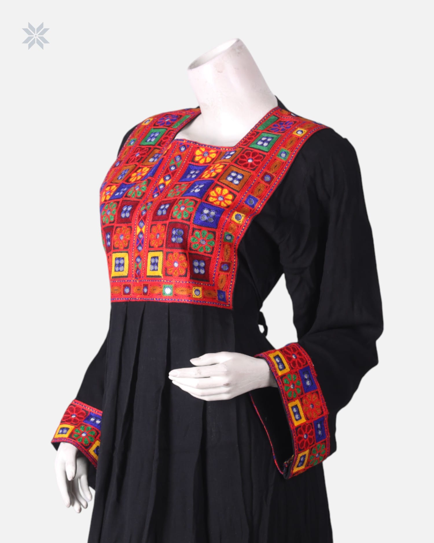 Black Afghan Dress with Colorful Embroidery