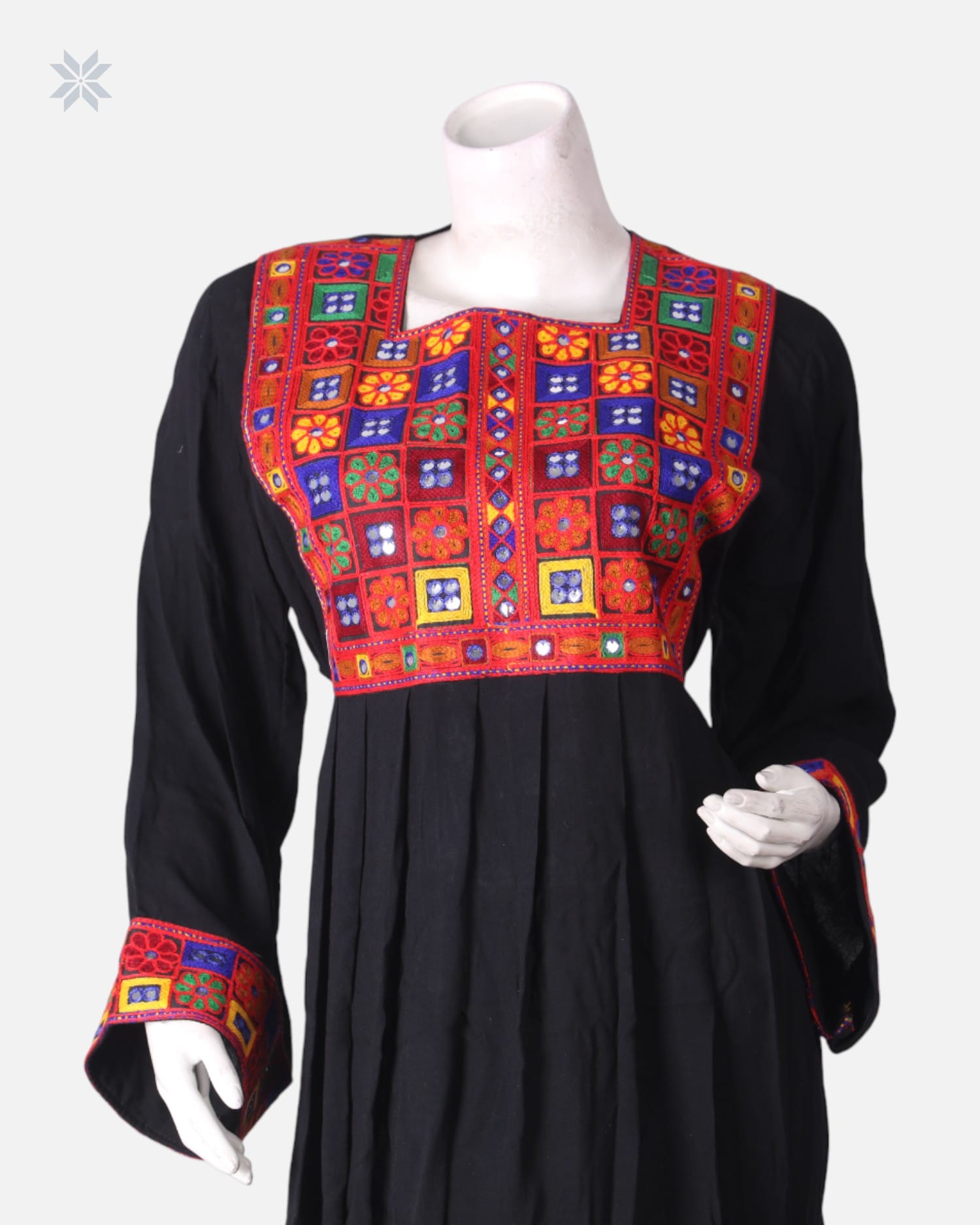 Black Afghan Dress with Colorful Embroidery