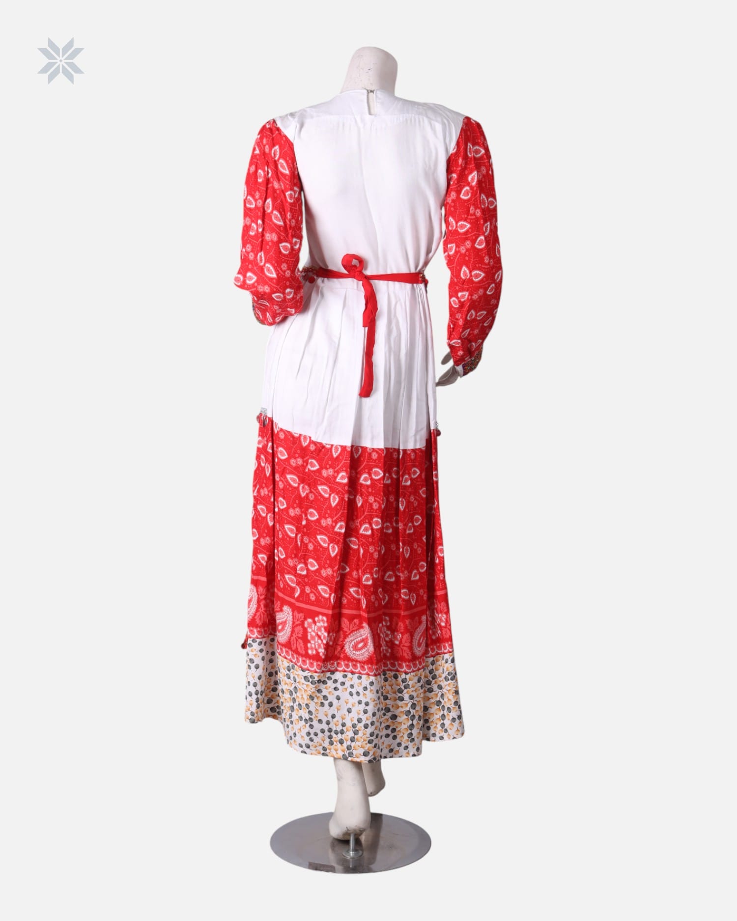 Afghani Two Tone Red and White Dress