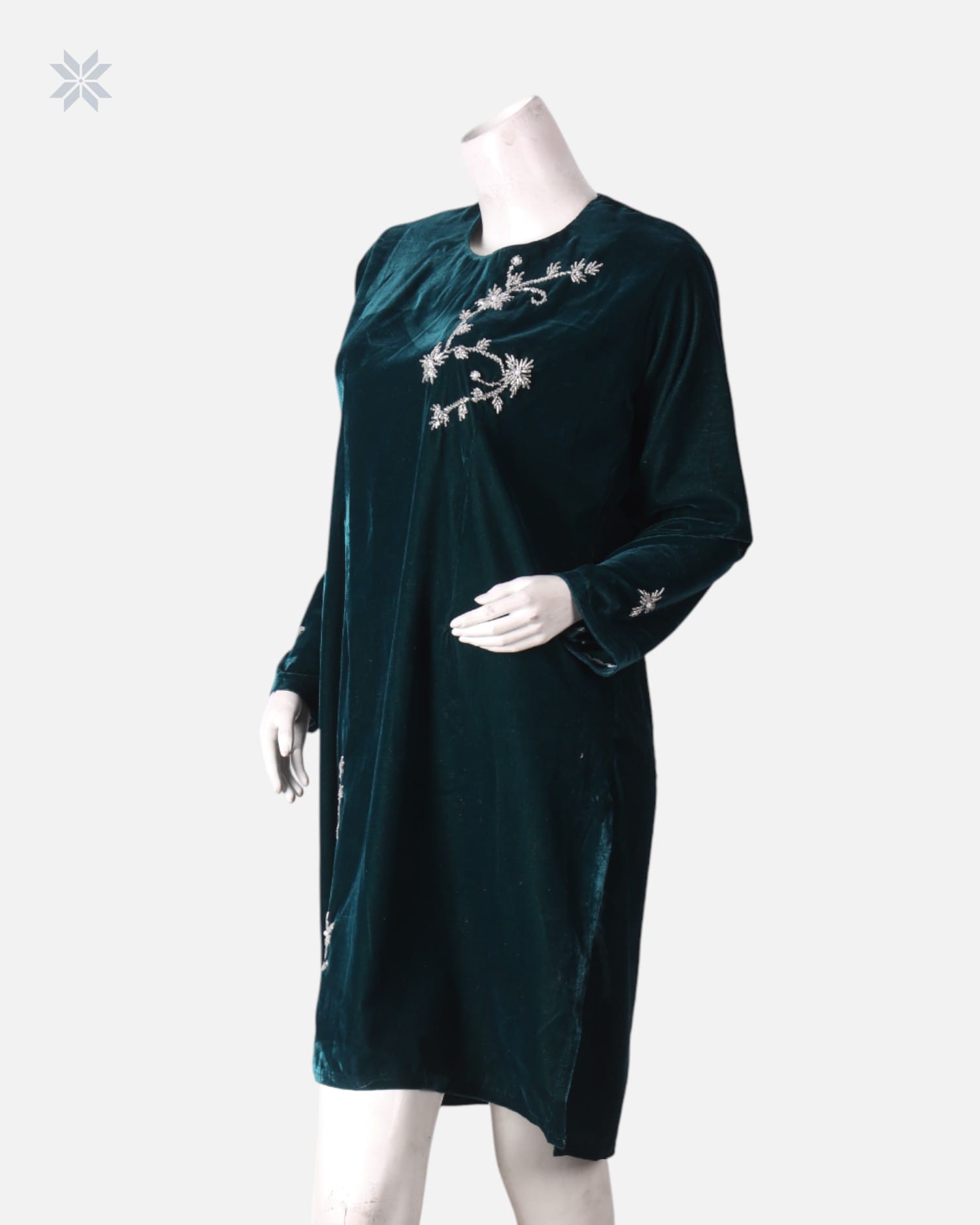 Green Velvet Afghani Dress