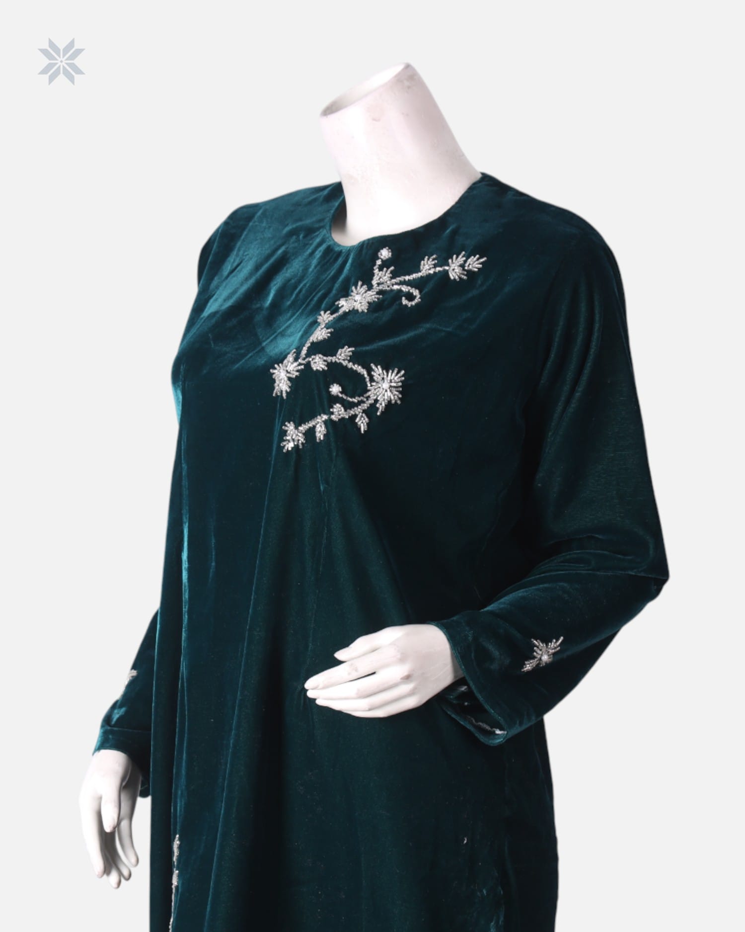 Green Velvet Afghani Dress