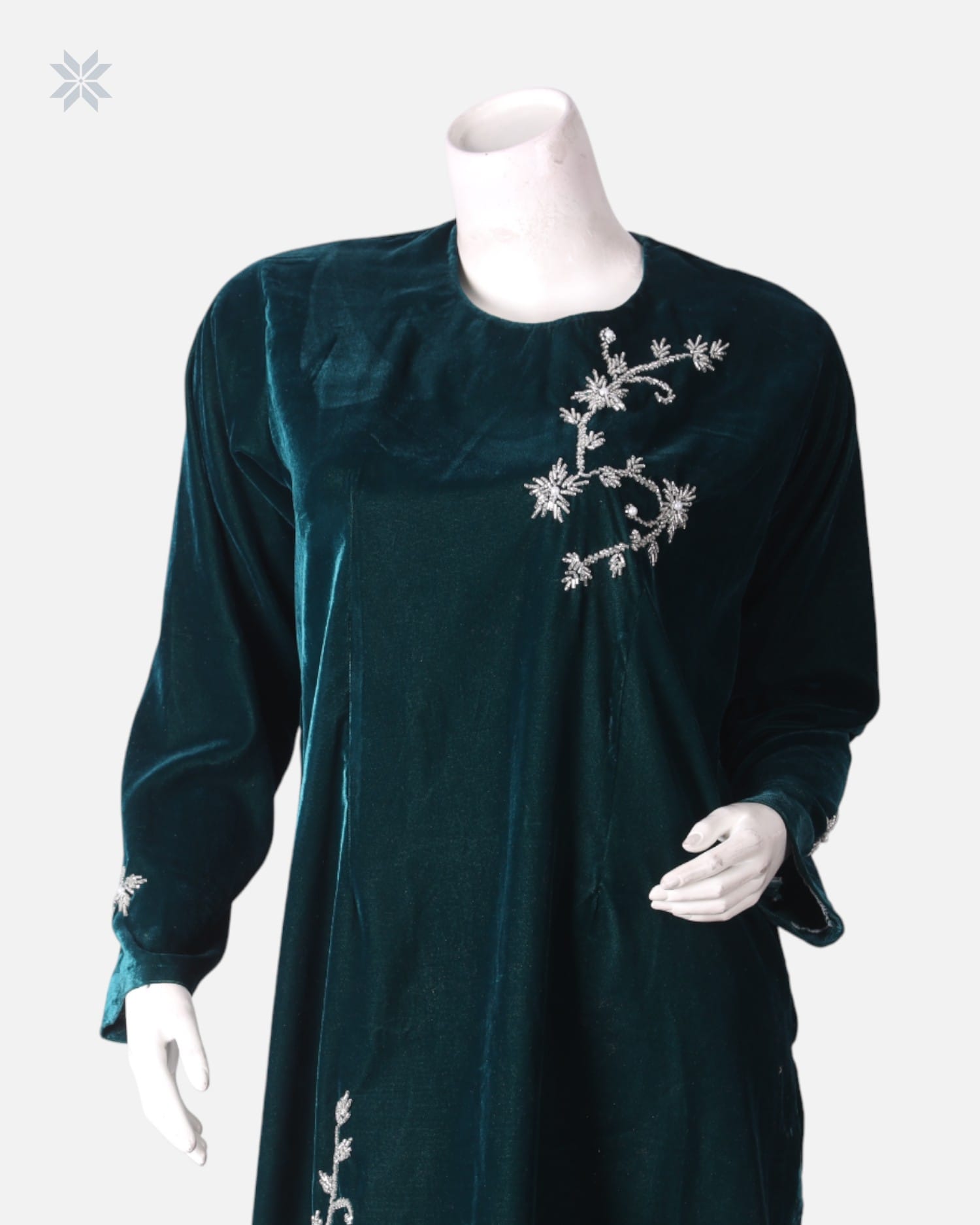 Green Velvet Afghani Dress