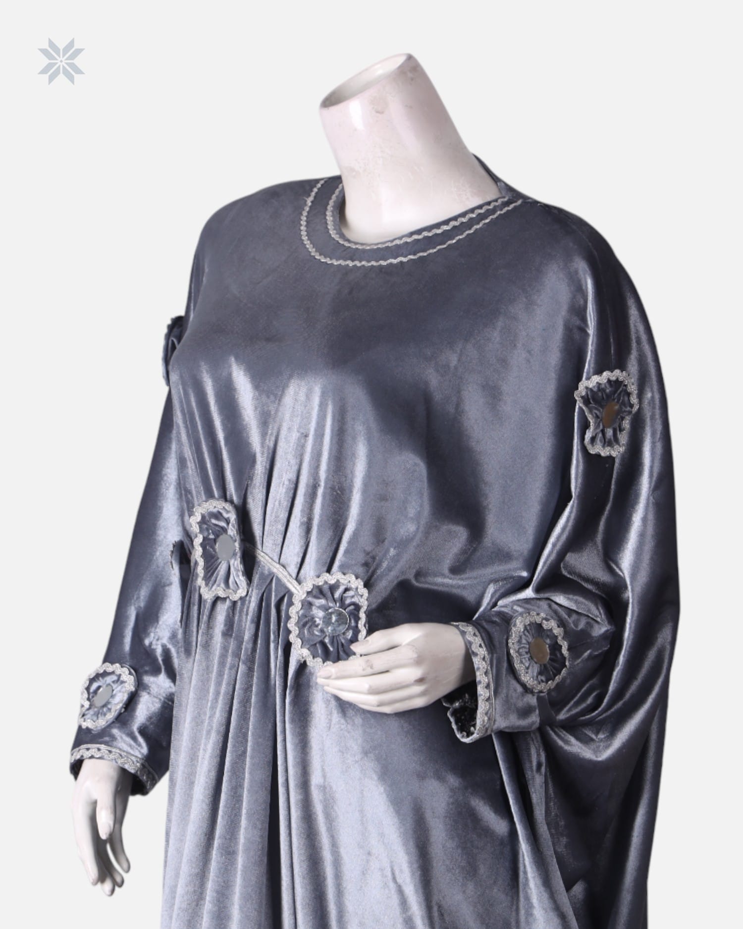Silver Velvet Hijab Dress
