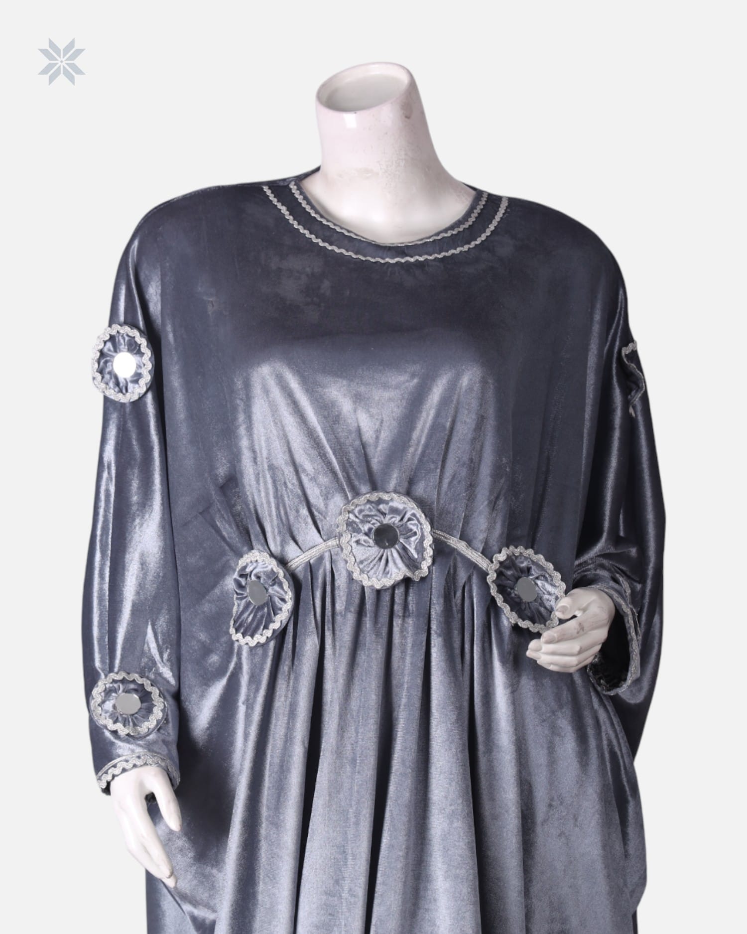 Silver Velvet Hijab Dress