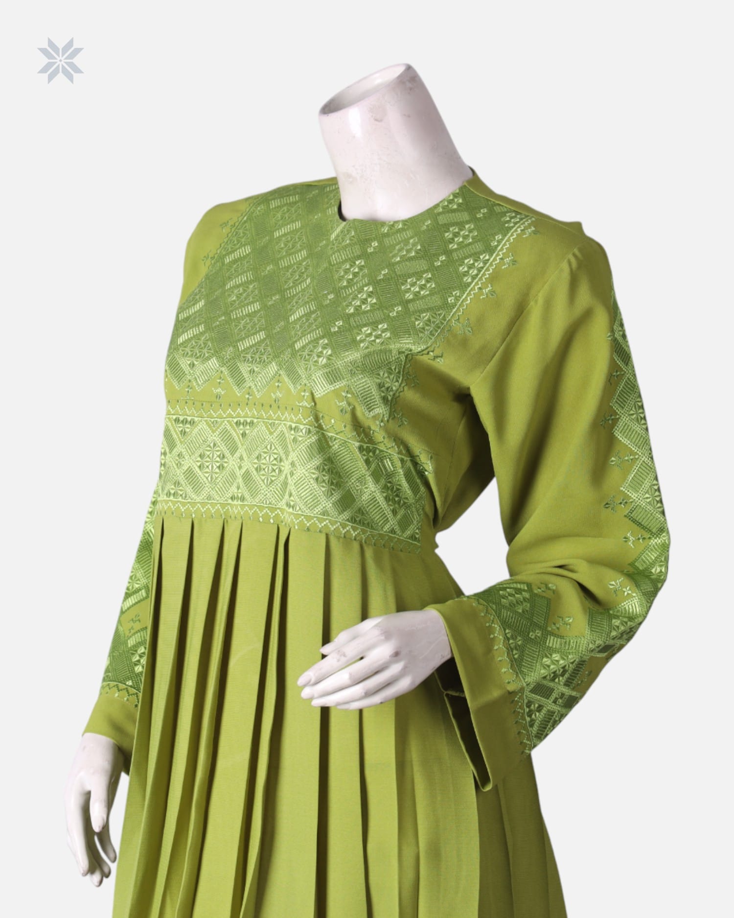 Light Green Pleated Dress with Matching Pants
