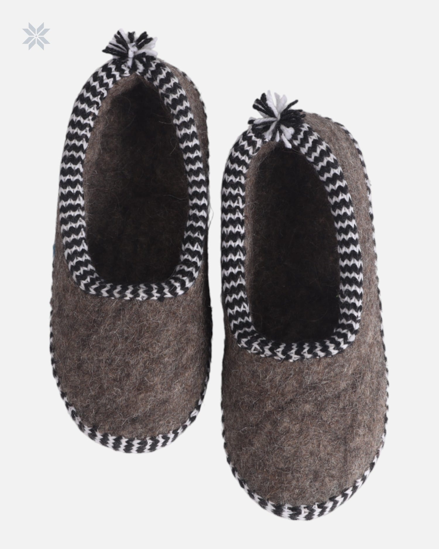 Woolen Slippers with Black and White Knitted Borders