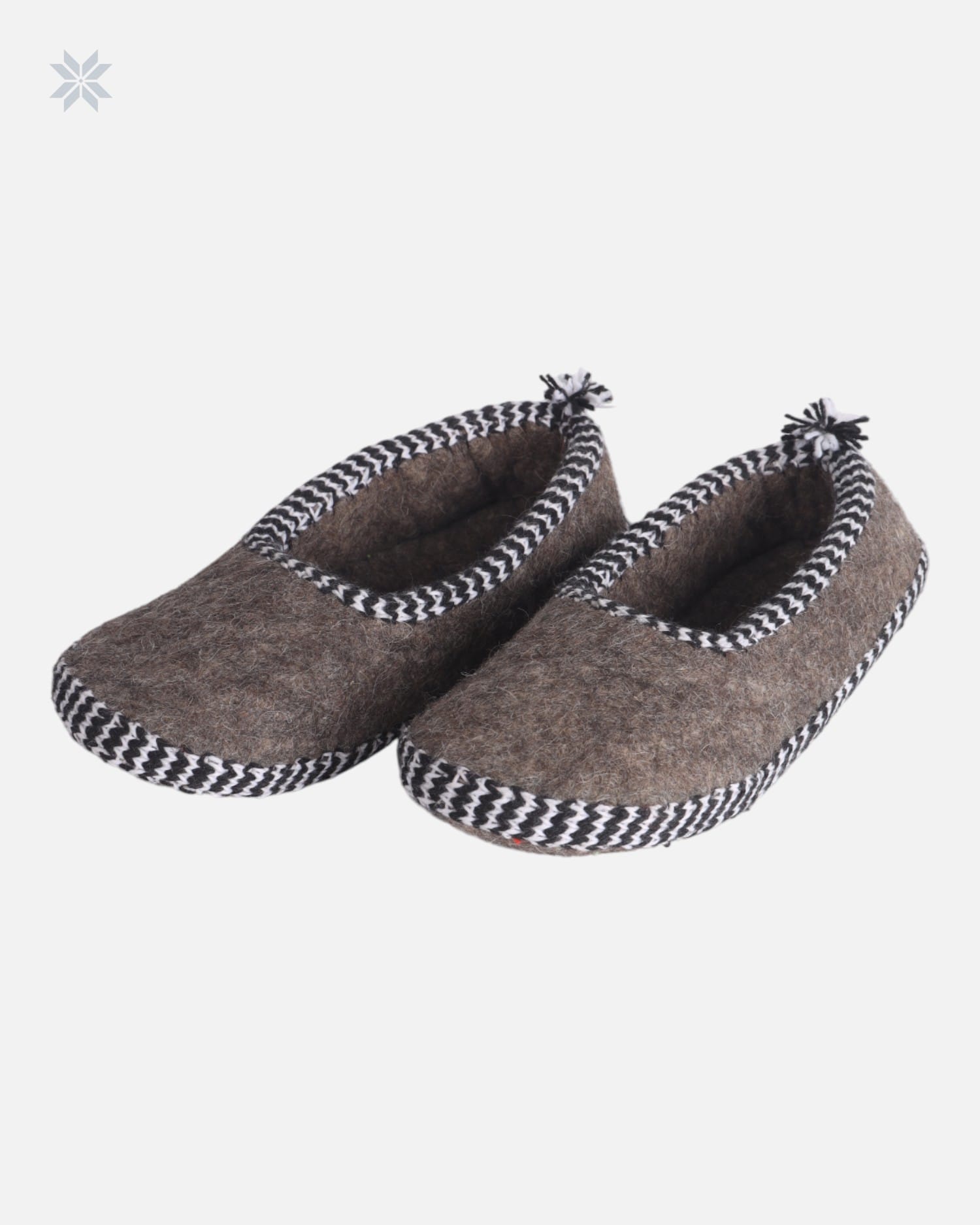 Woolen Slippers with Black and White Knitted Borders