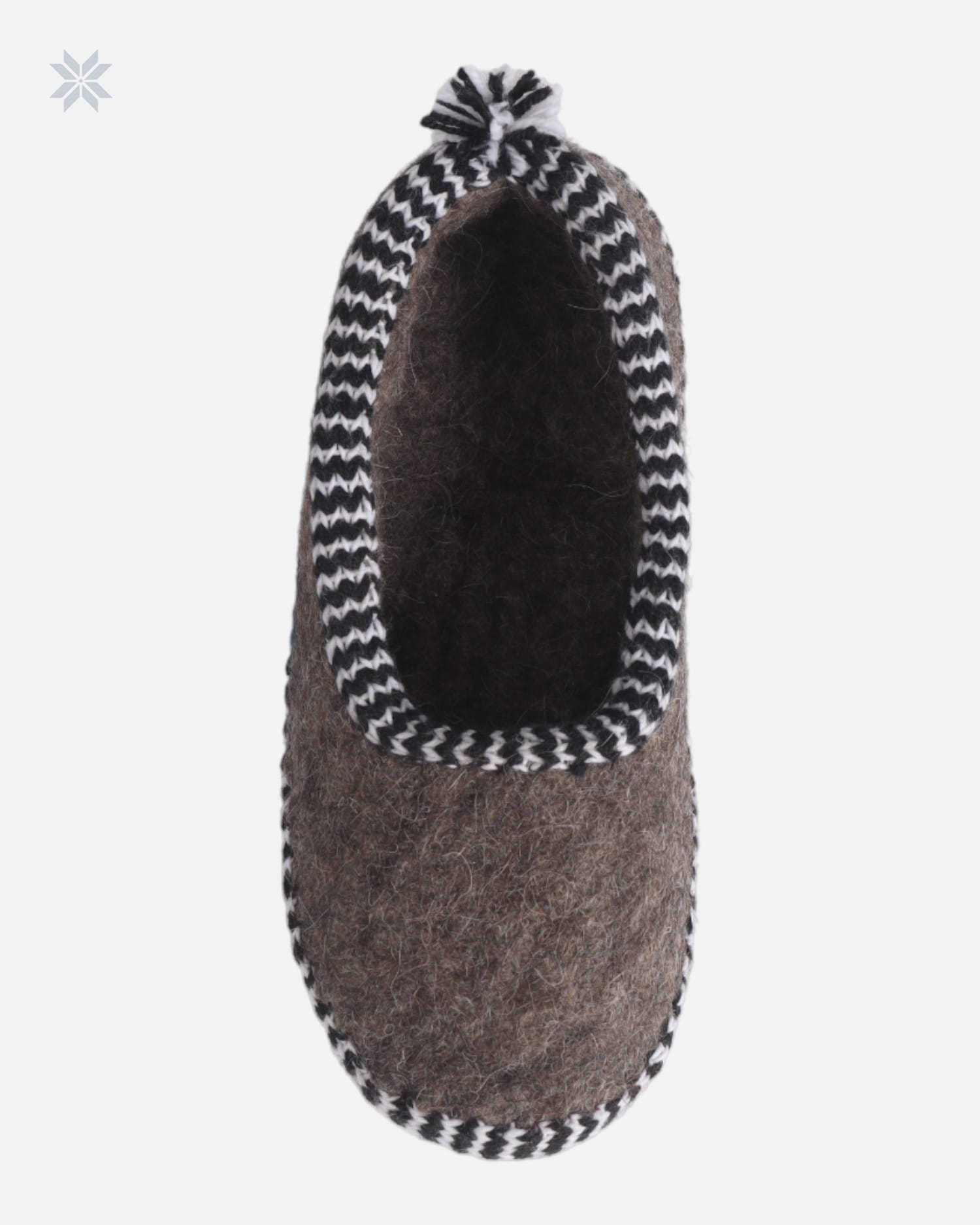 Woolen Slippers with Black and White Knitted Borders