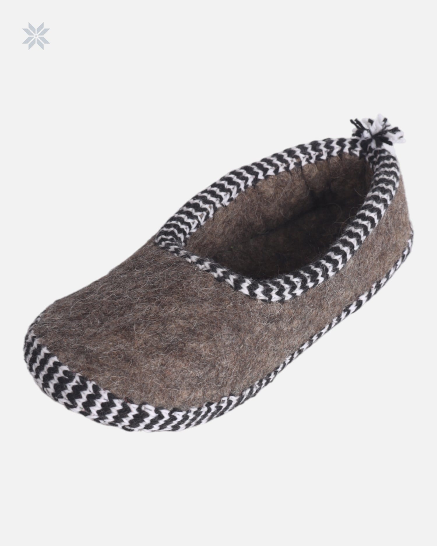 Woolen Slippers with Black and White Knitted Borders