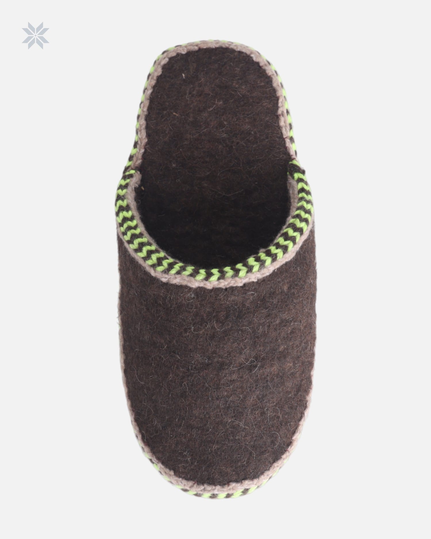 Woolen Slippers with Green and Black Knitted Borders