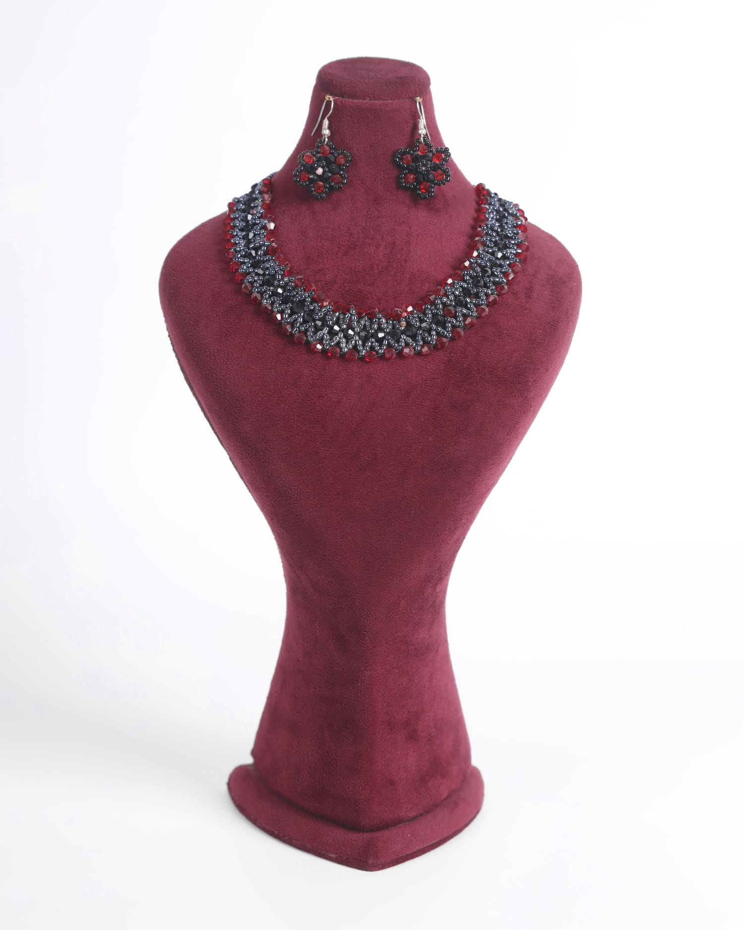 Red & Black Beaded Jewelry Set