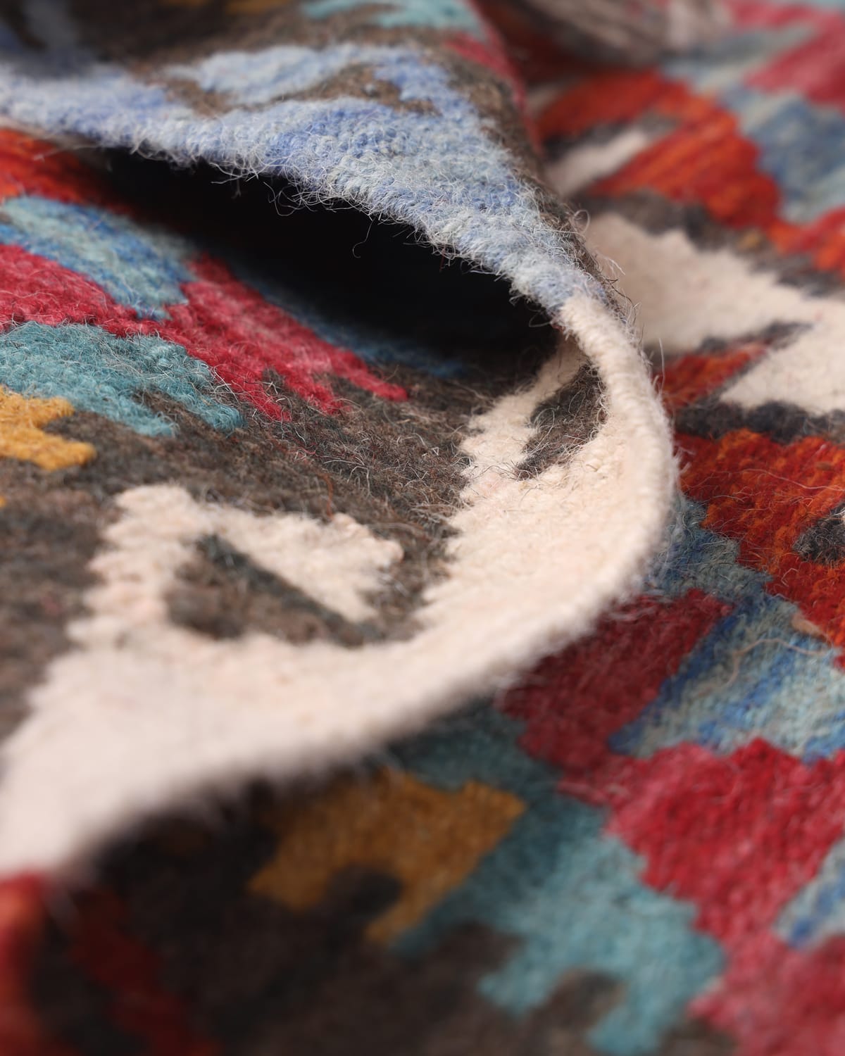 Multicolor Afghan Wool Doormat Kilim, Wallhanging