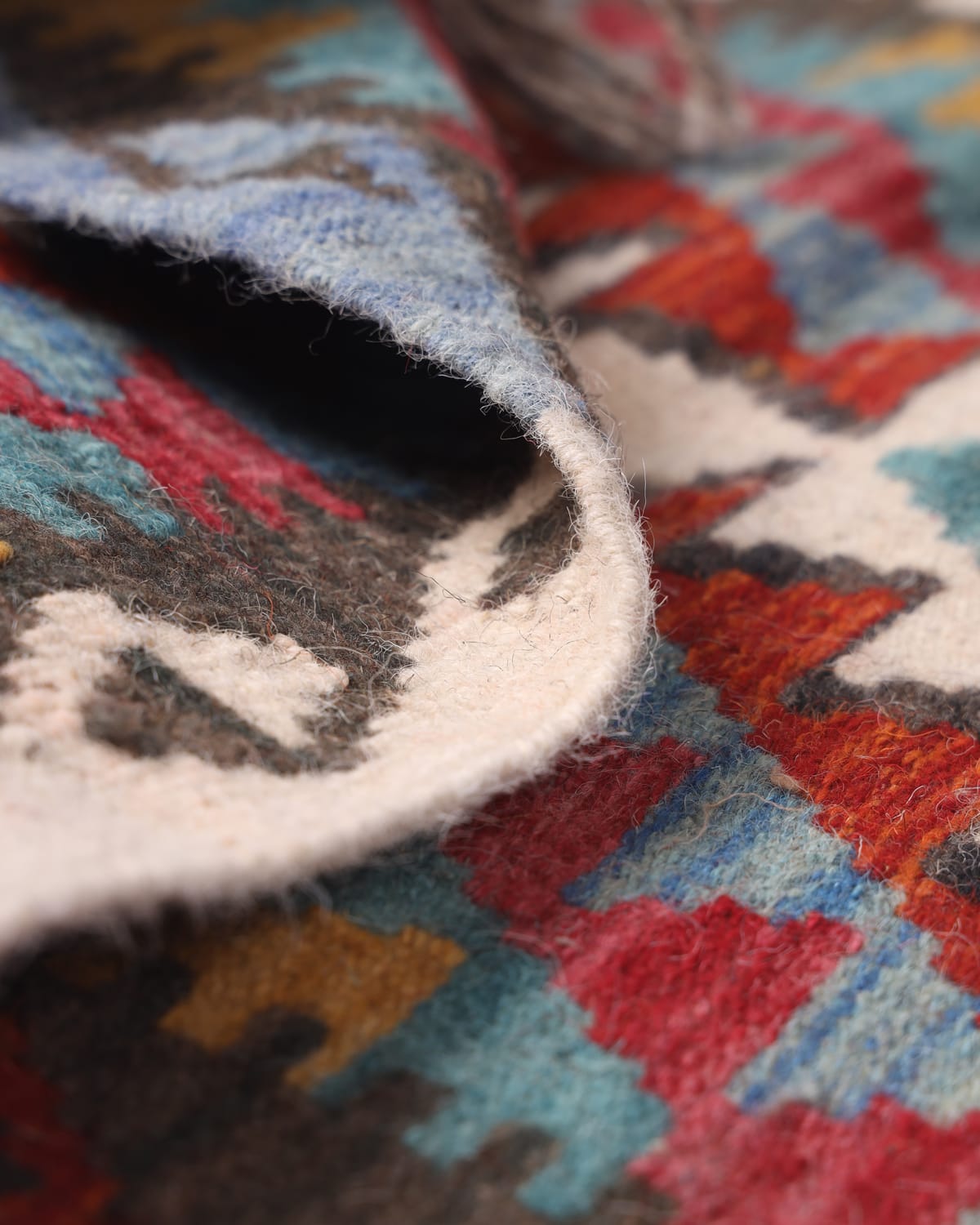 Multicolor Afghan Wool Doormat Kilim, Wallhanging