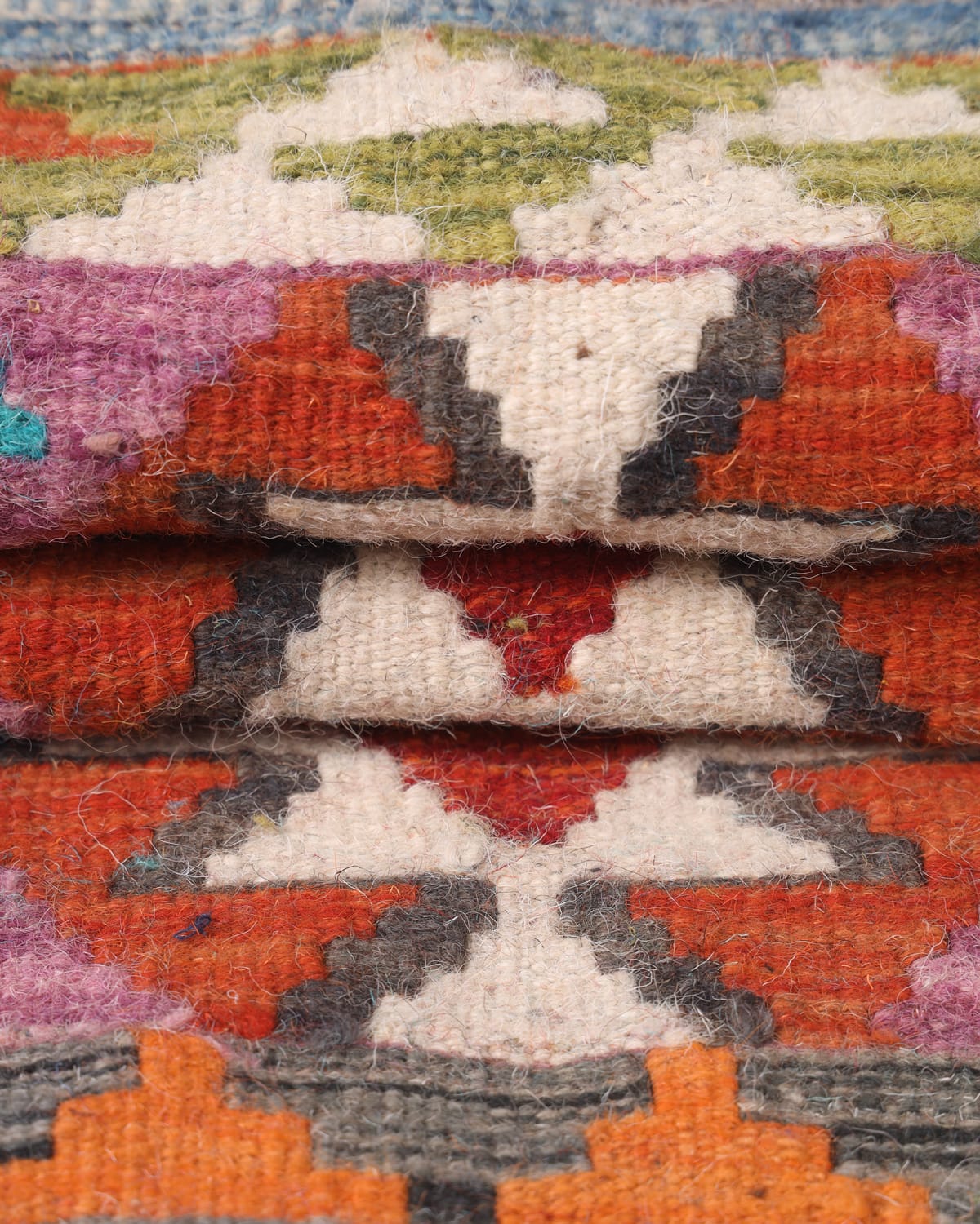 Multicolor Afghan Wool Doormat Kilim, Wallhanging