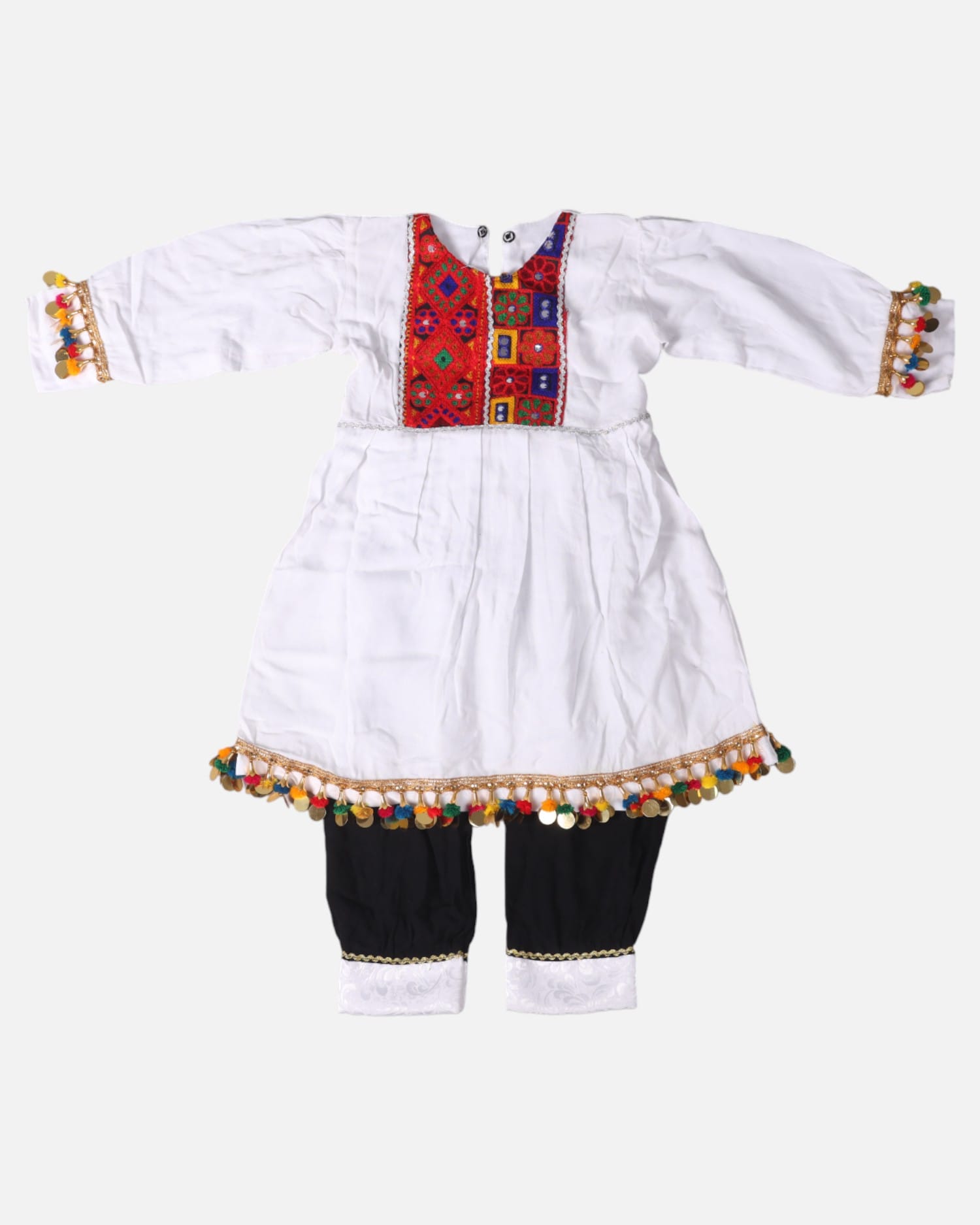 White Afghan Hazargi Girls Cotton Dress