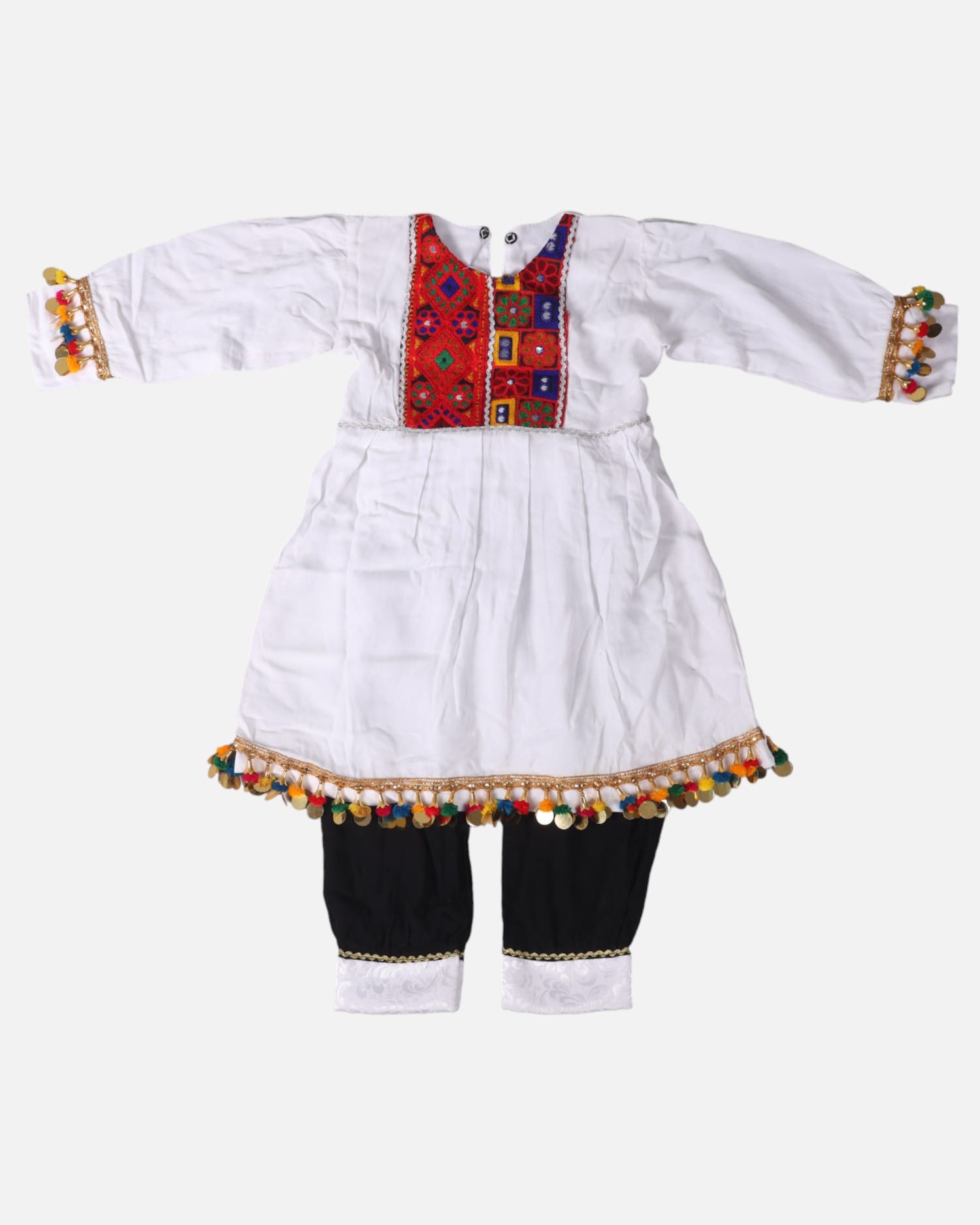 White Afghan Hazargi Girls Cotton Dress