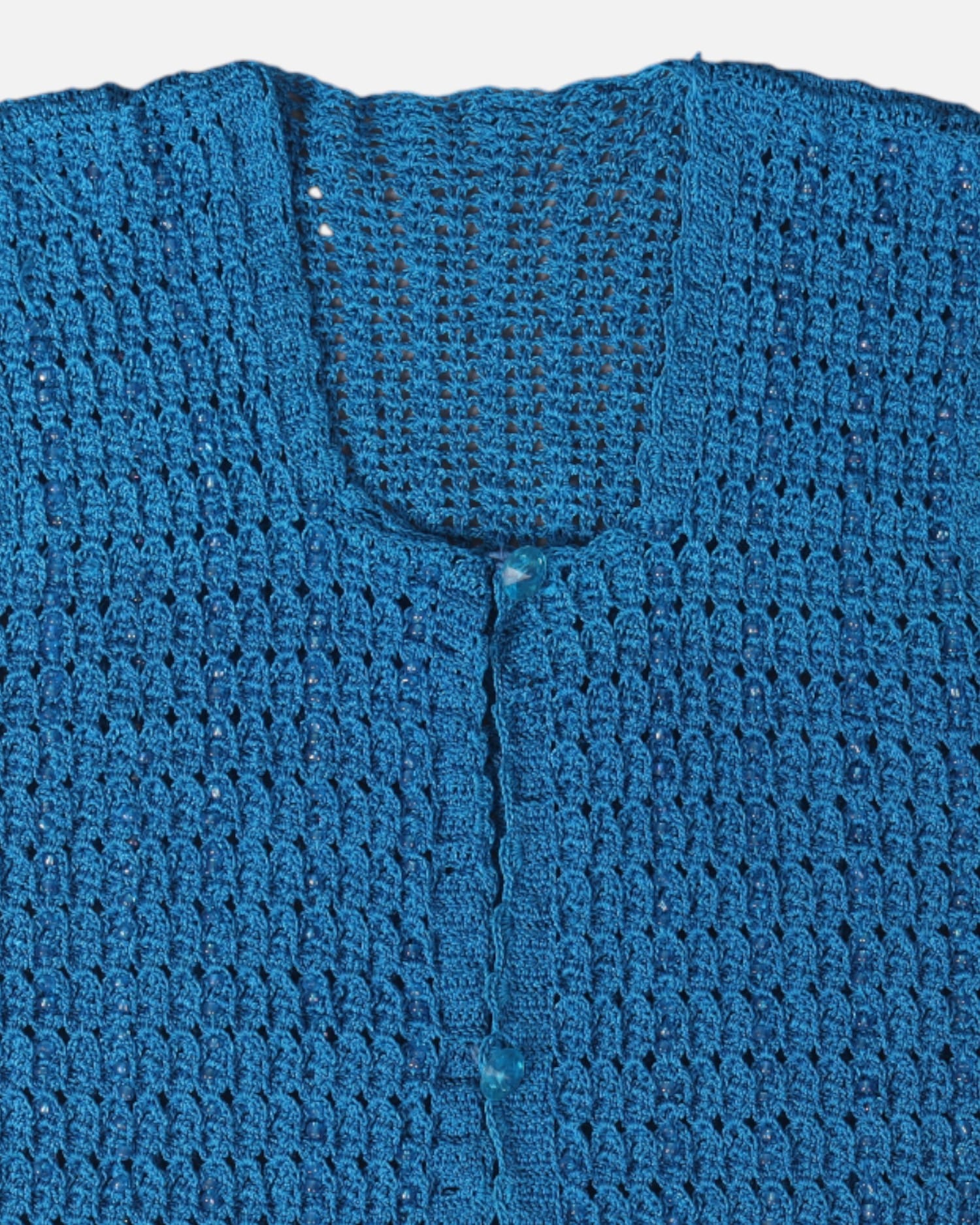 Blue Hand Knitted Sleeveless Jacket for Women