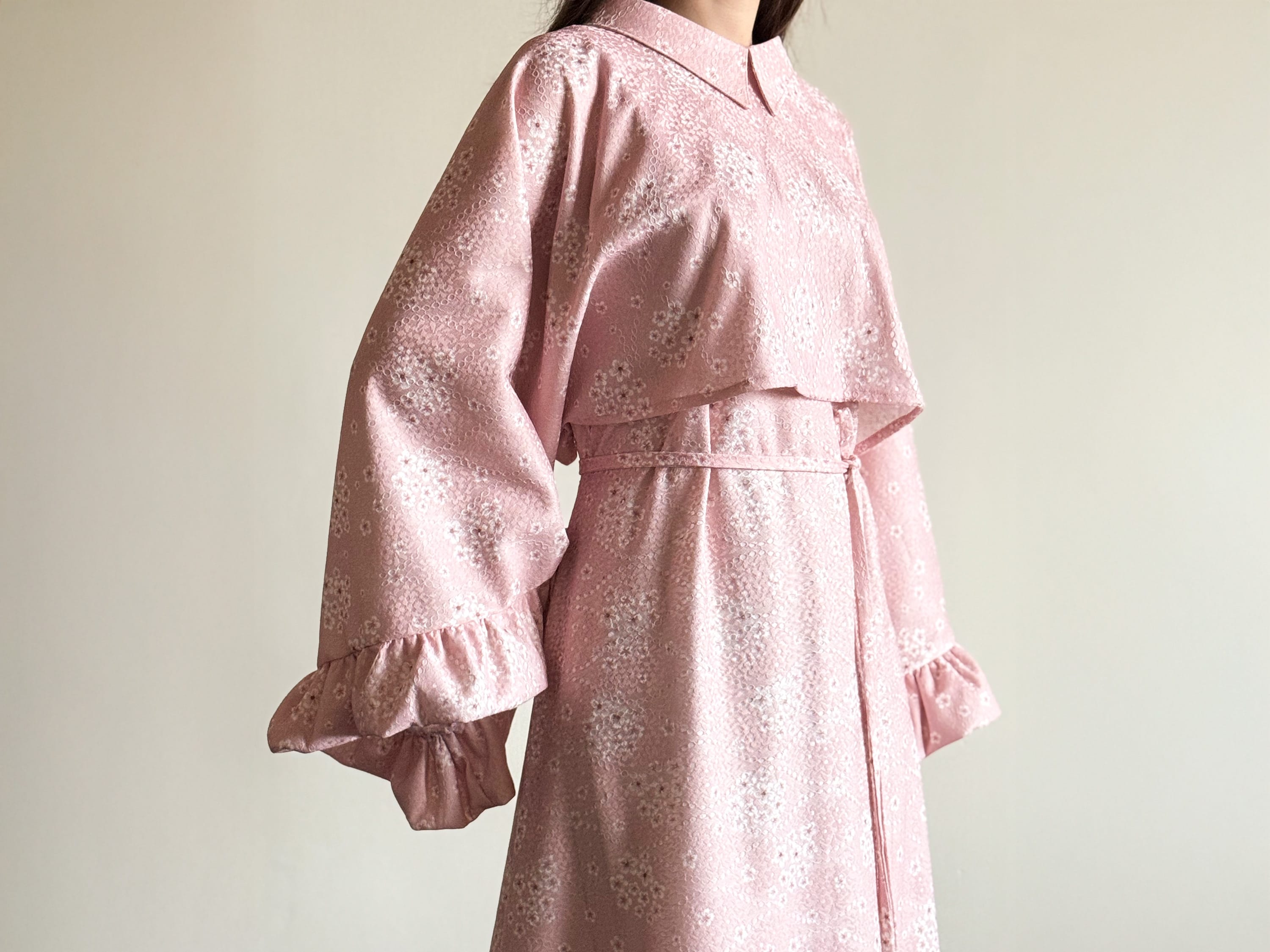 Handcrafted Floral Two Piece Dress Pink