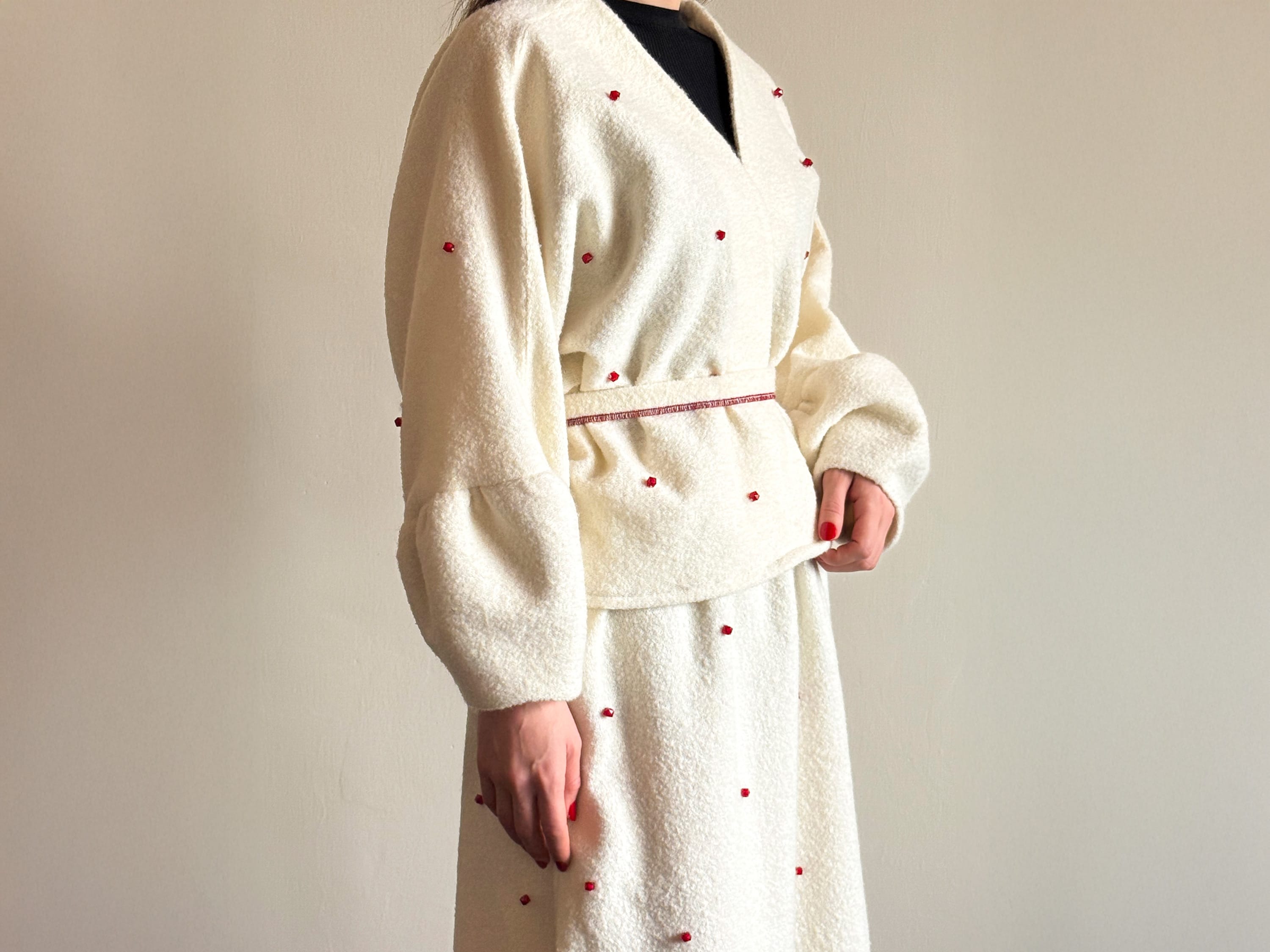 The Mohra Star Cream & Red Embroidered Two-Piece Set