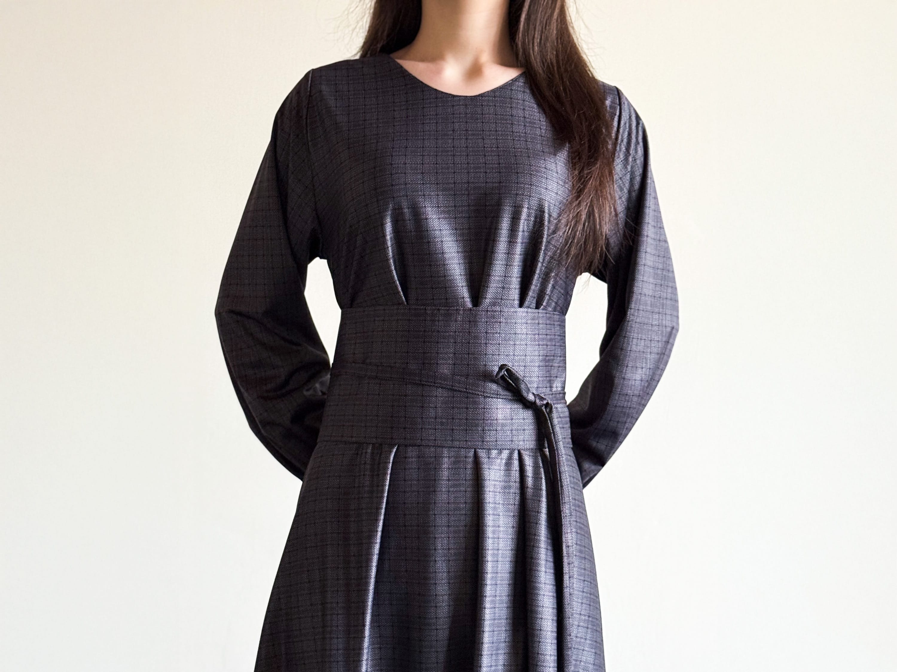 The Versatile Steel One-Piece: Stretch Satin Transformer Dress