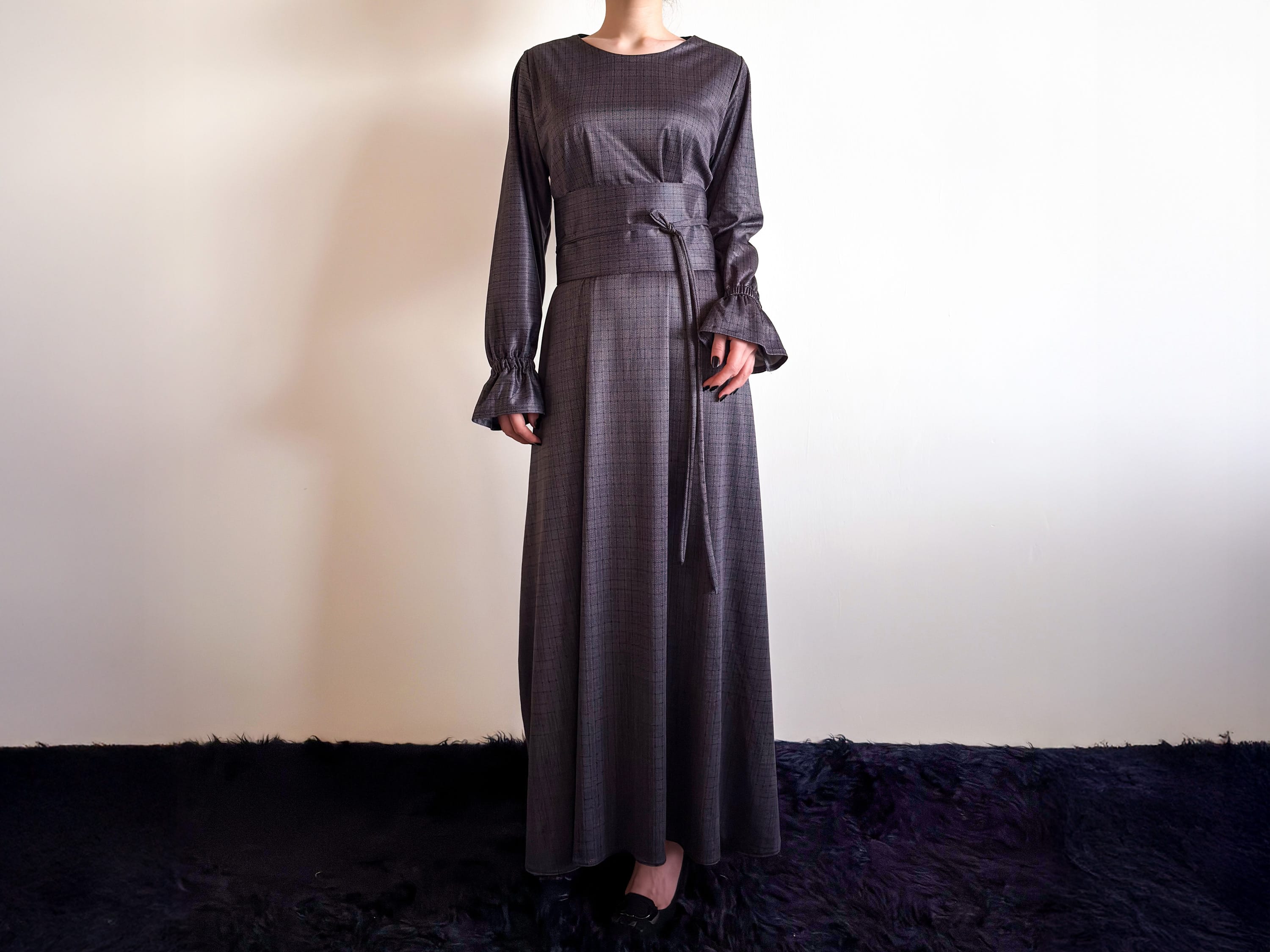 The Versatile Steel One-Piece: Stretch Satin Transformer Dress
