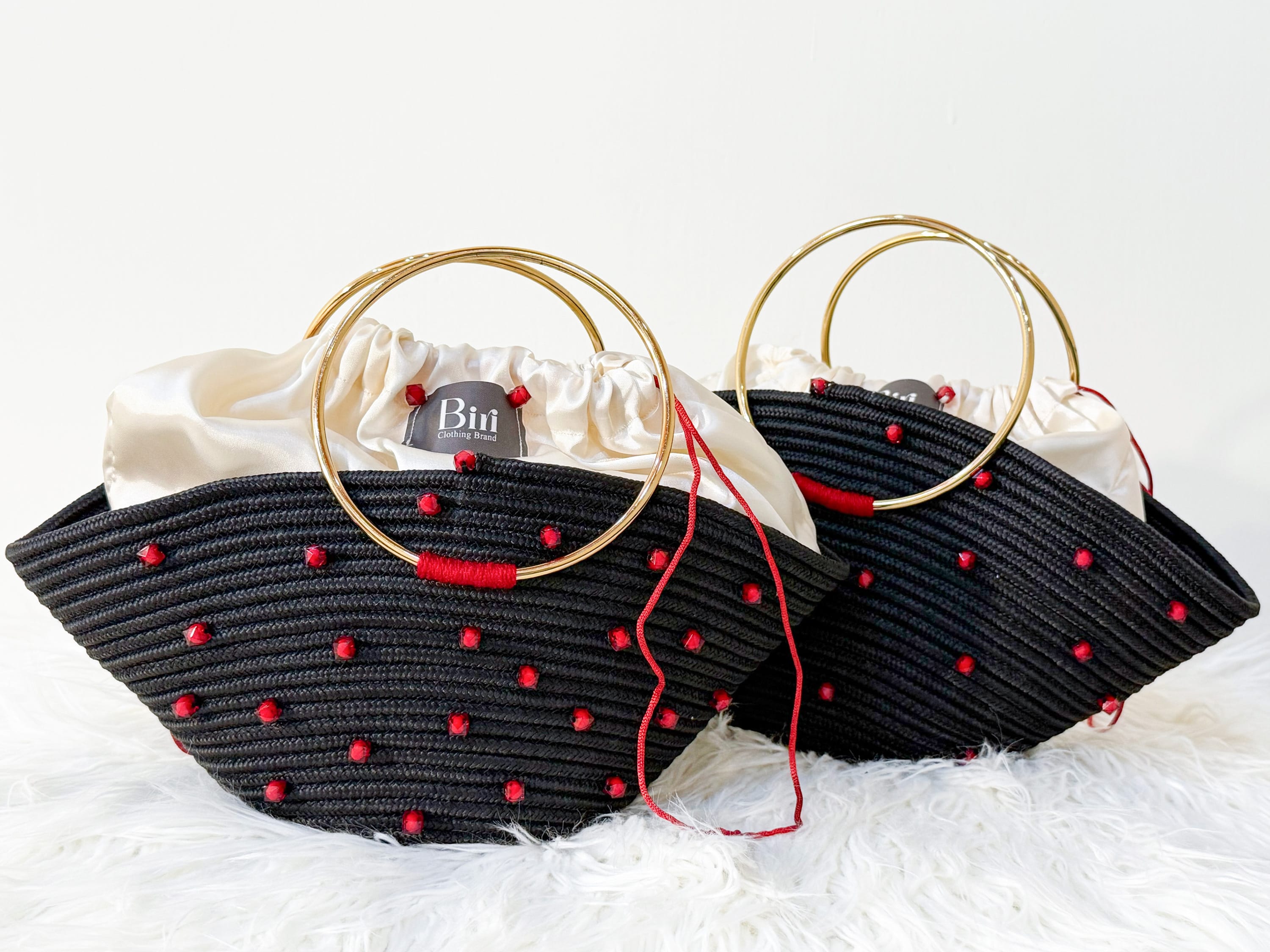 The Midnight Bloom Bag: Handcrafted Black & Red Pearl Edition