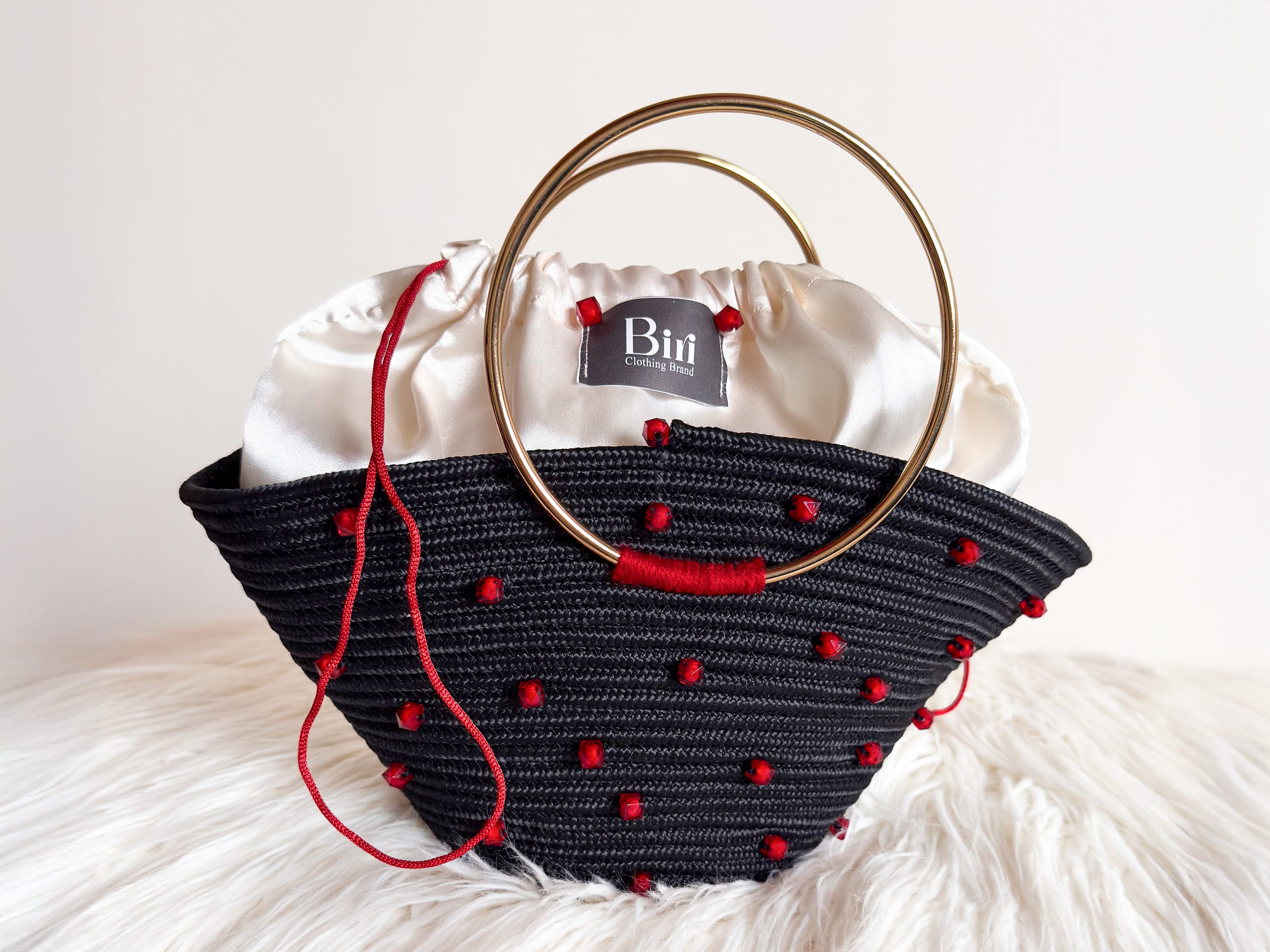The Midnight Bloom Bag: Handcrafted Black & Red Pearl Edition