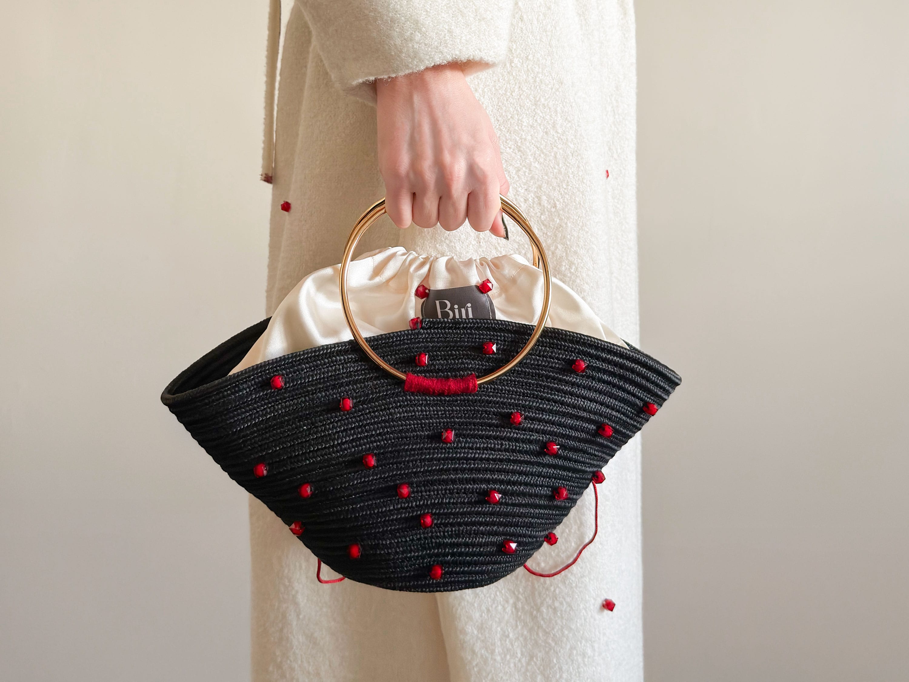 The Midnight Bloom Bag: Handcrafted Black & Red Pearl Edition