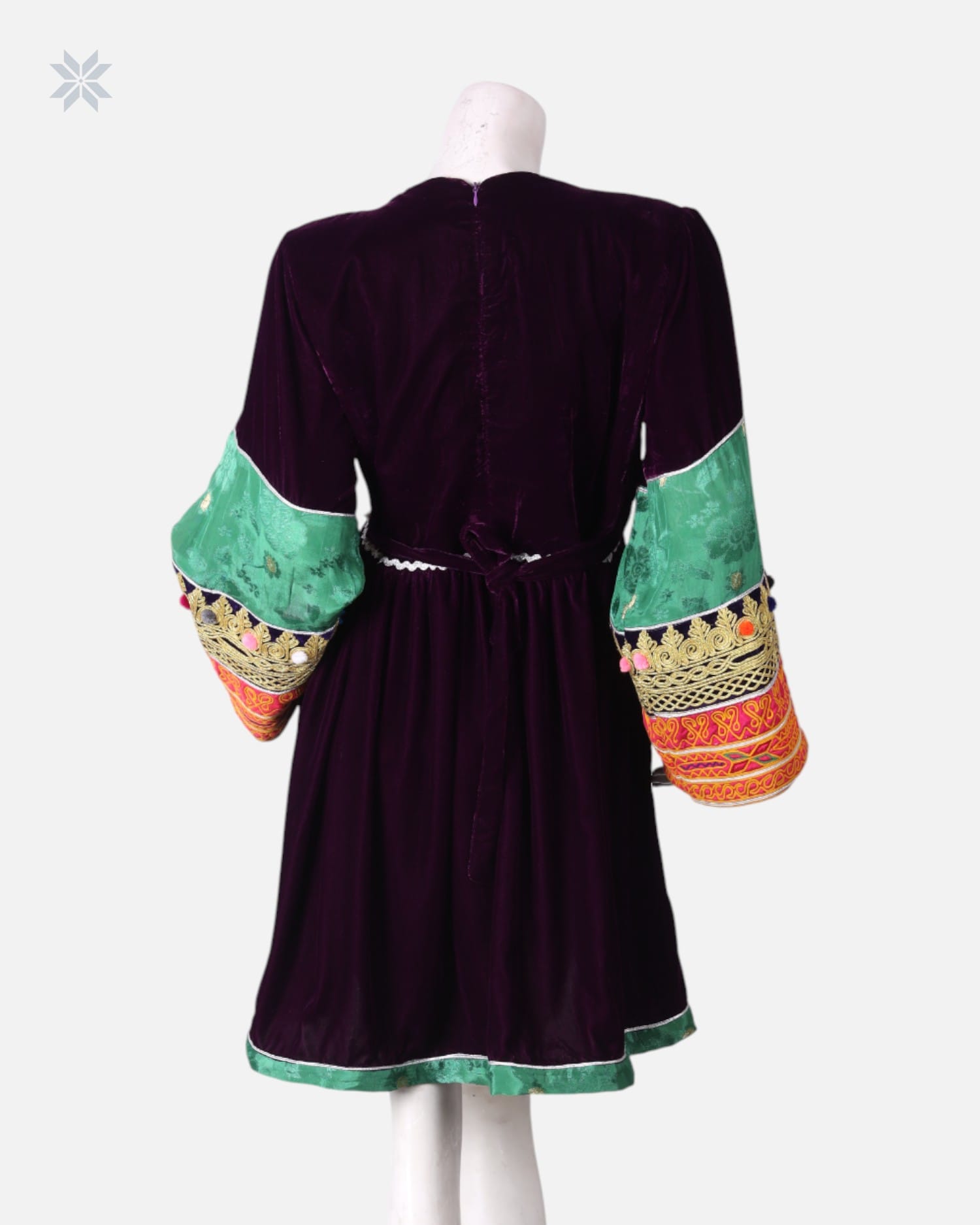 Burgundy and Green Short Dress Handmade