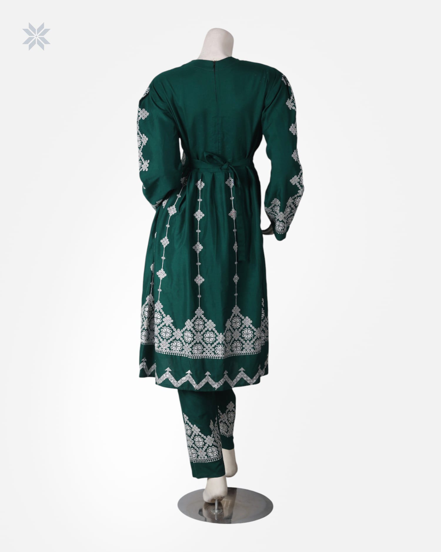 Women's Green Embroidered Vest Dress