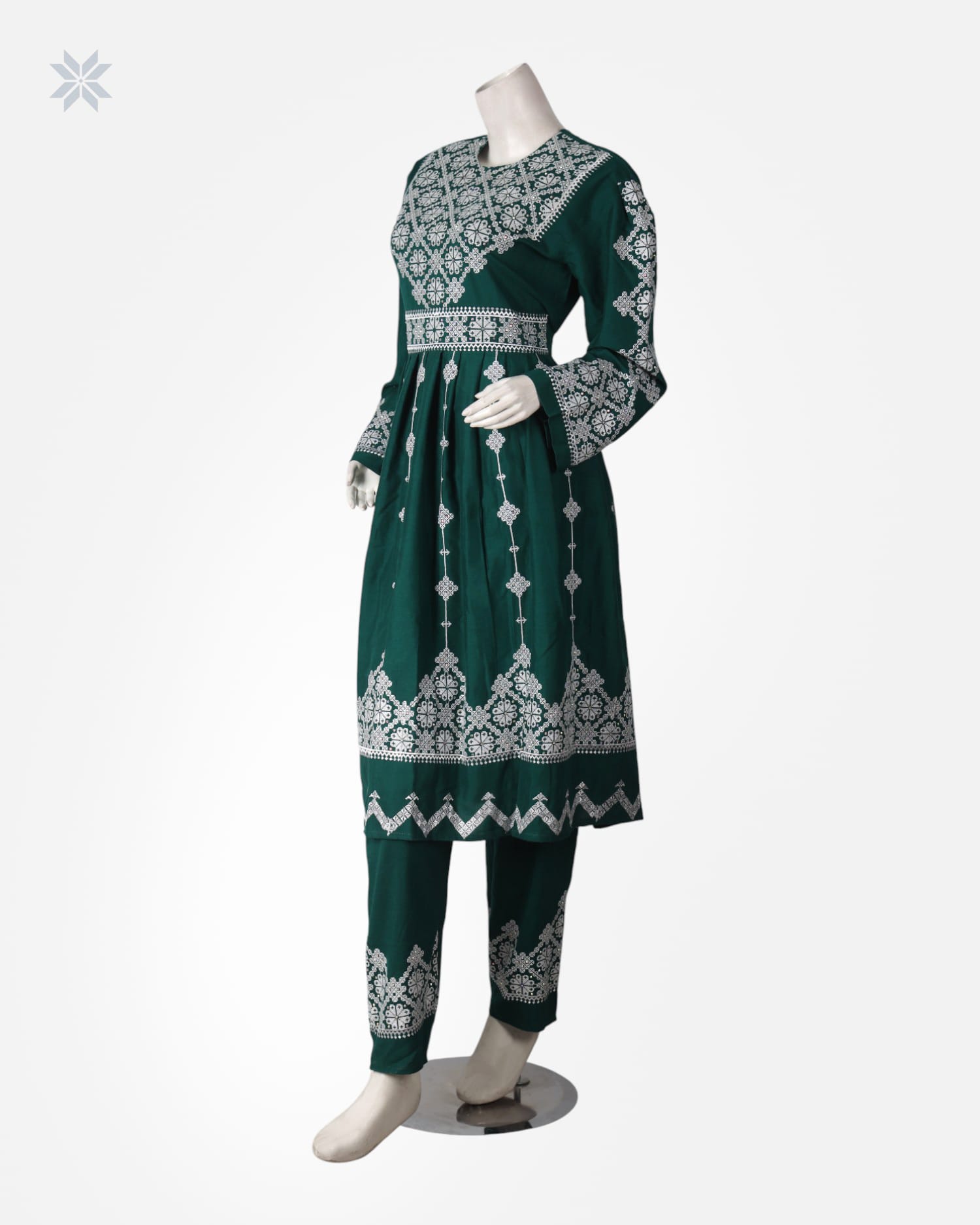 Women's Green Embroidered Vest Dress