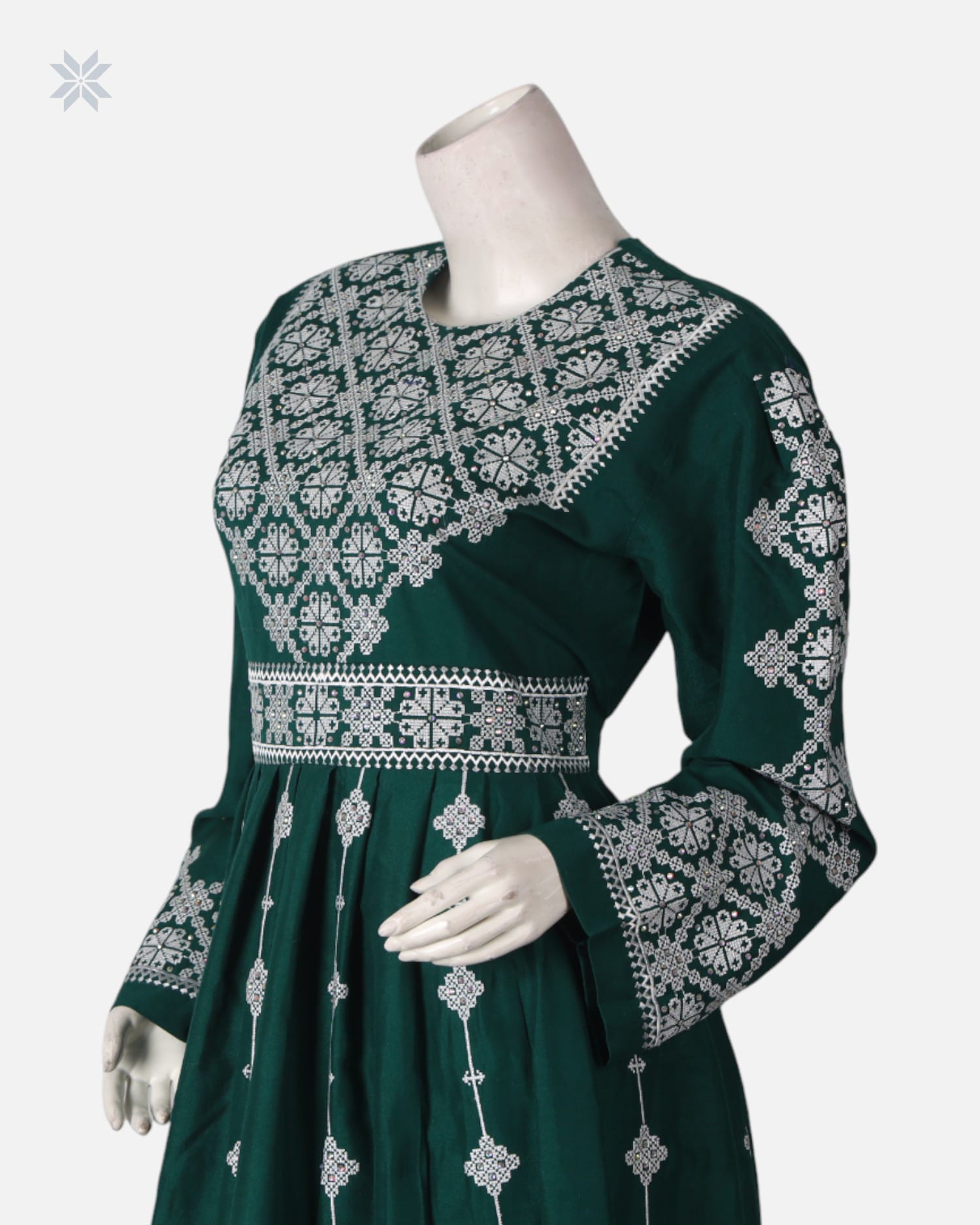 Women's Green Embroidered Vest Dress