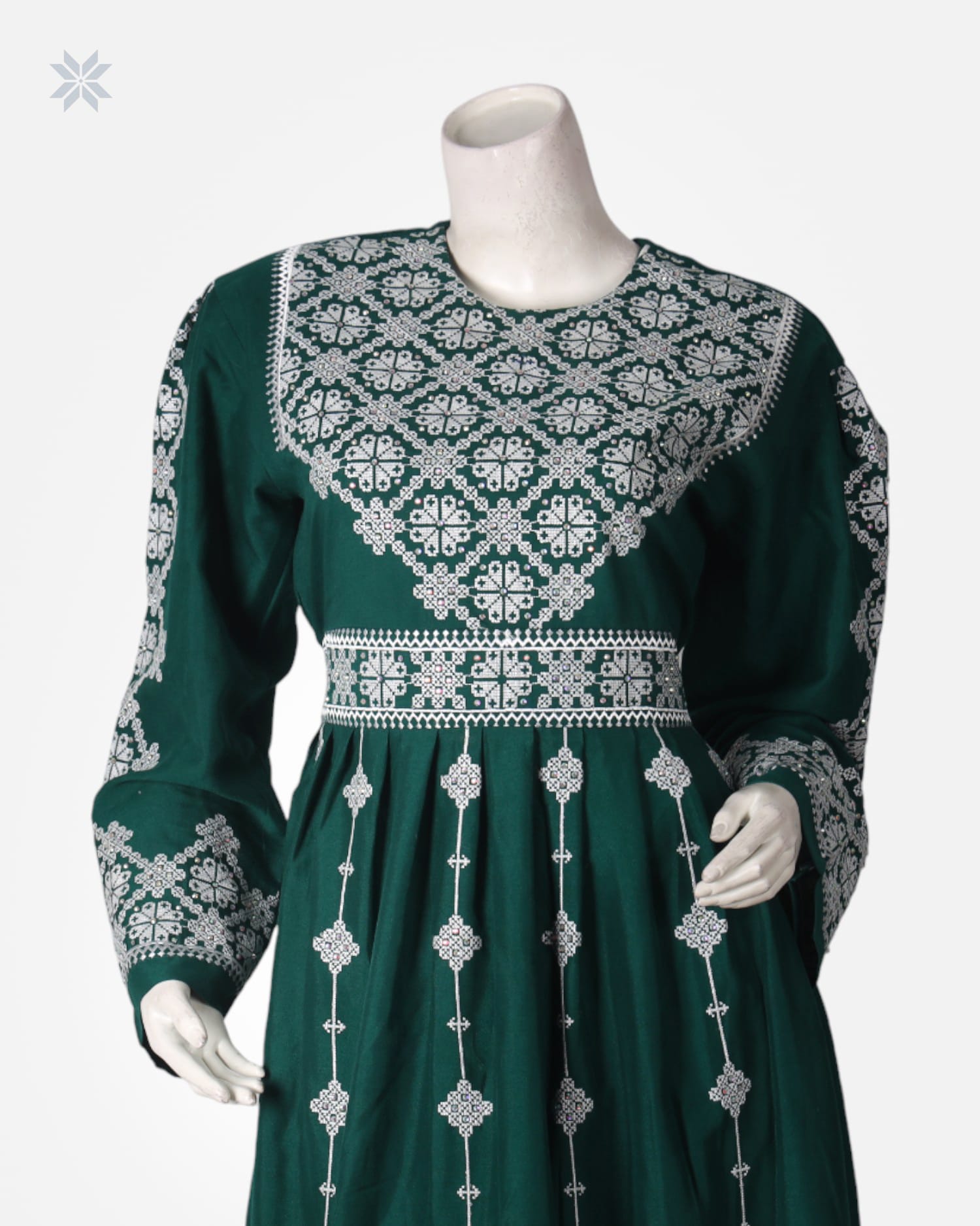 Women's Green Embroidered Vest Dress