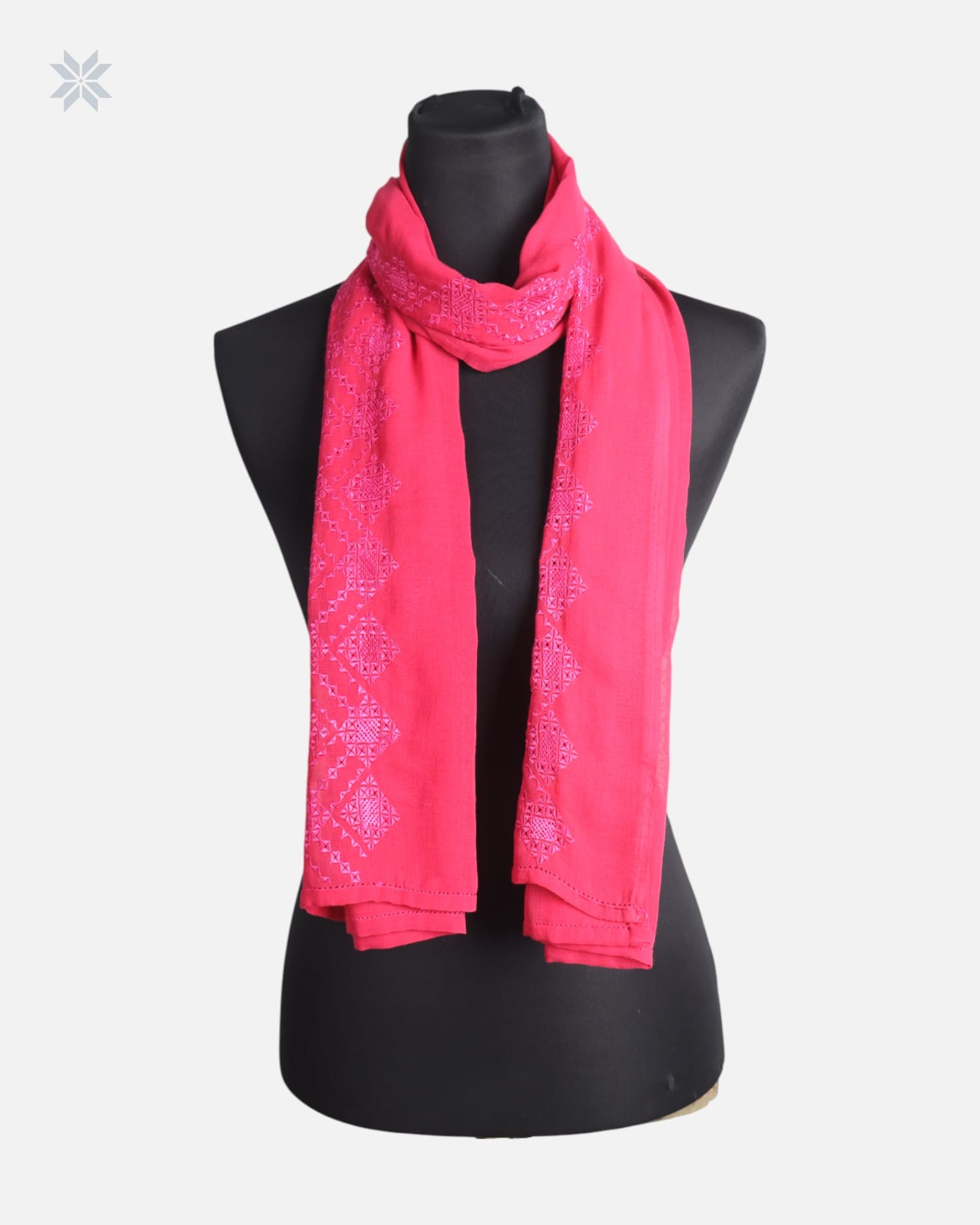 Rose Pink Hand Embroidered Chiffon Chador