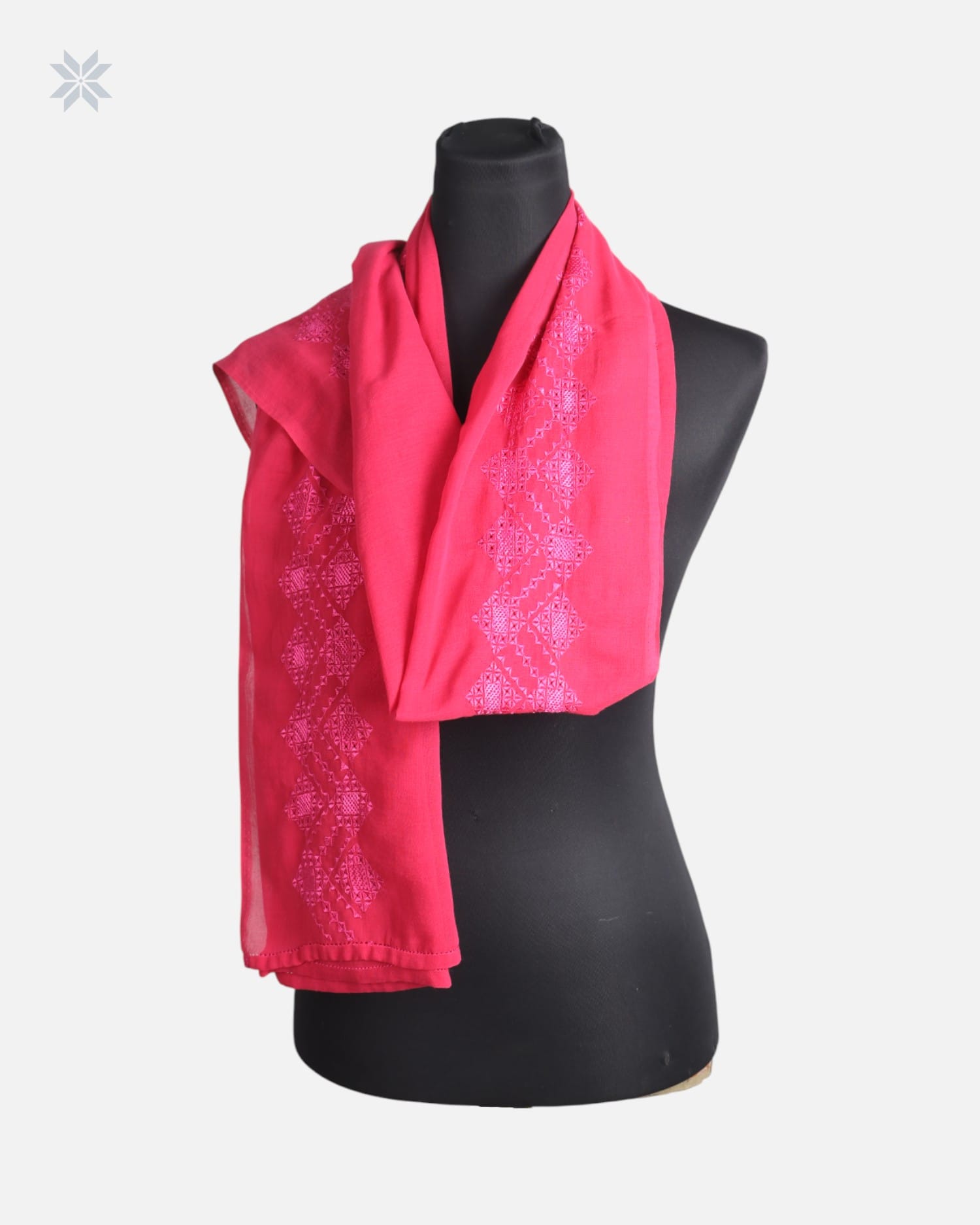 Rose Pink Hand Embroidered Chiffon Chador