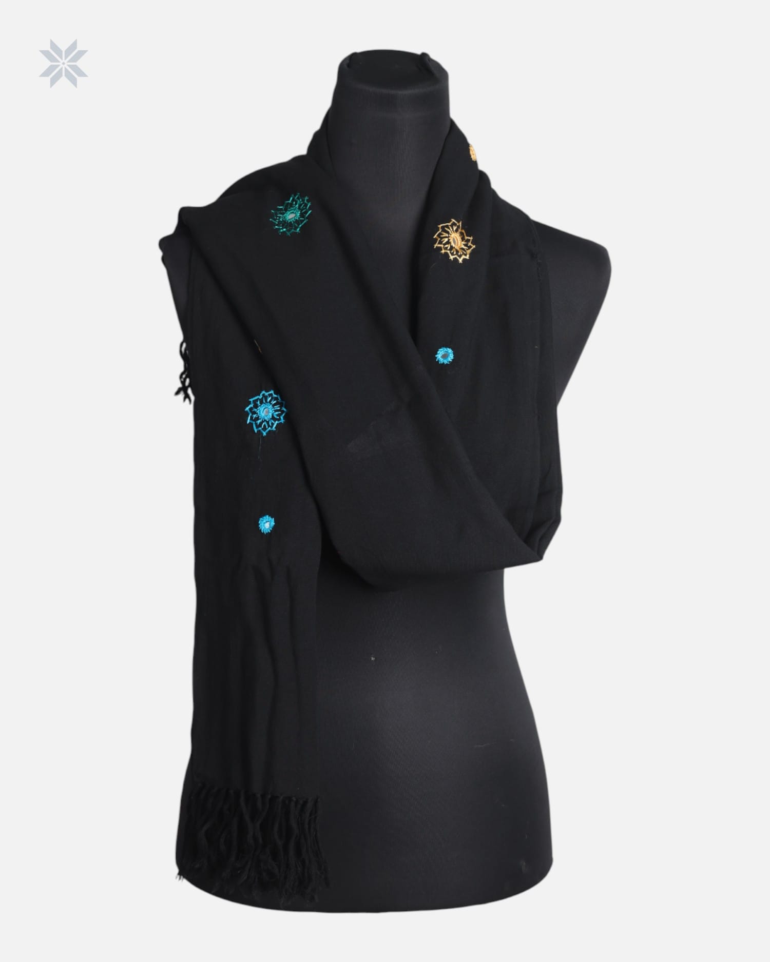 Black Cotton Chador with Hand Embroidery