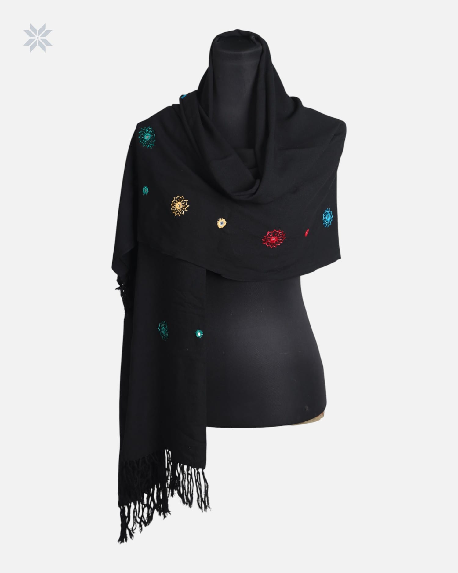 Black Cotton Chador with Hand Embroidery