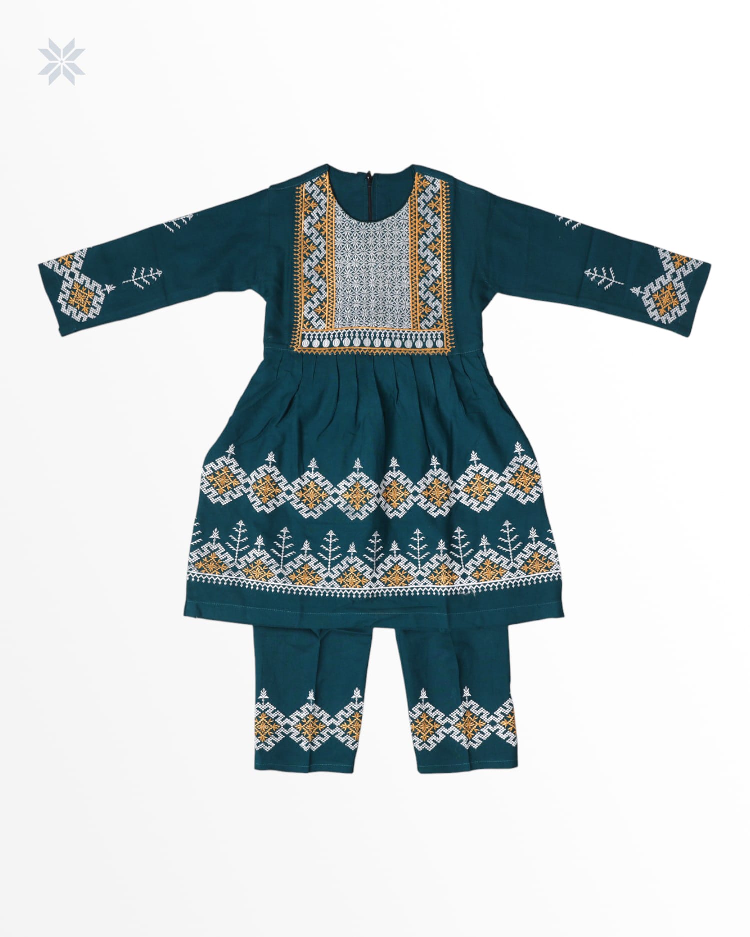 Teal Green Afghan Kids Dress Set