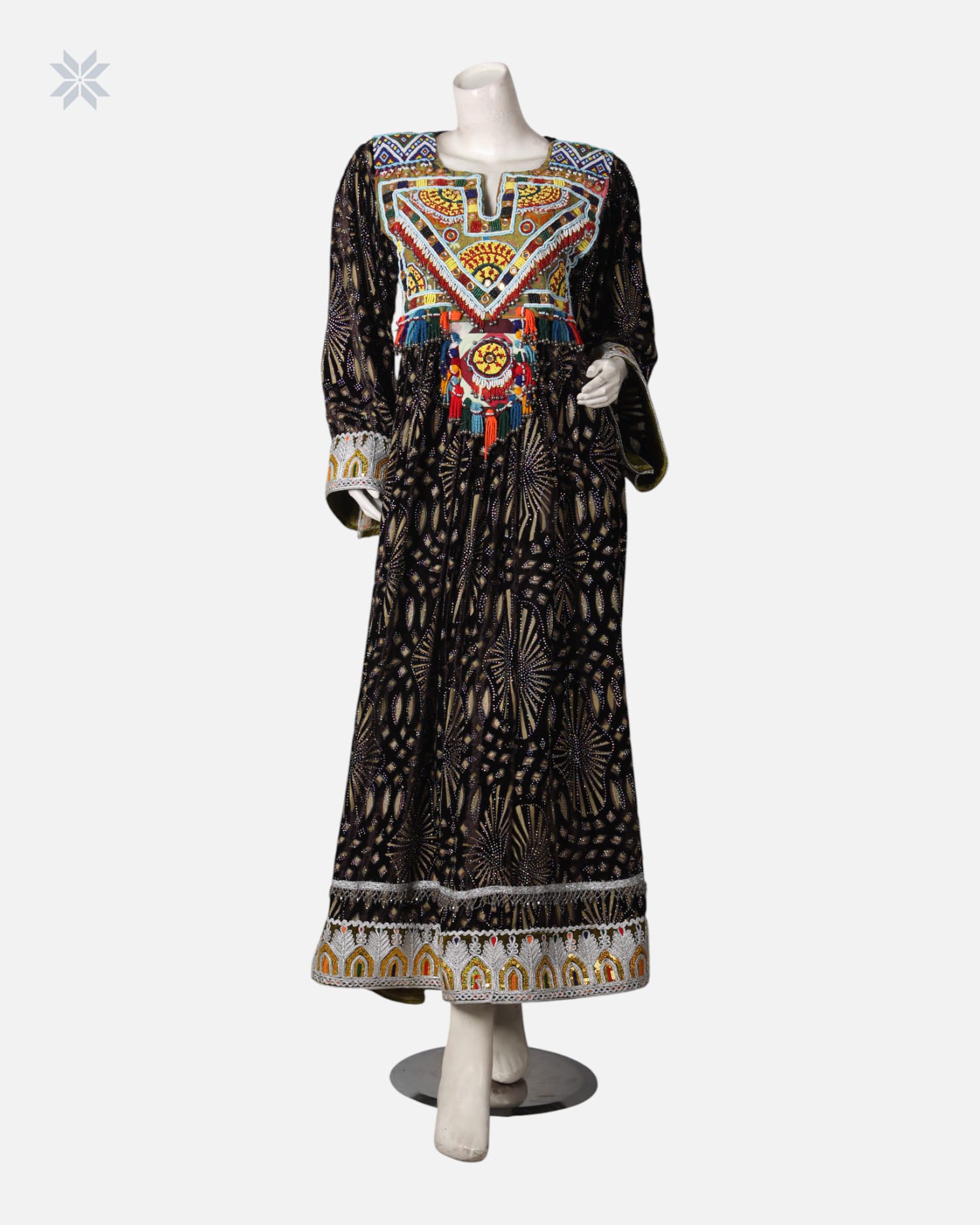 Black Authentic Dress with Traditional Hand Embroidery Charmadozi