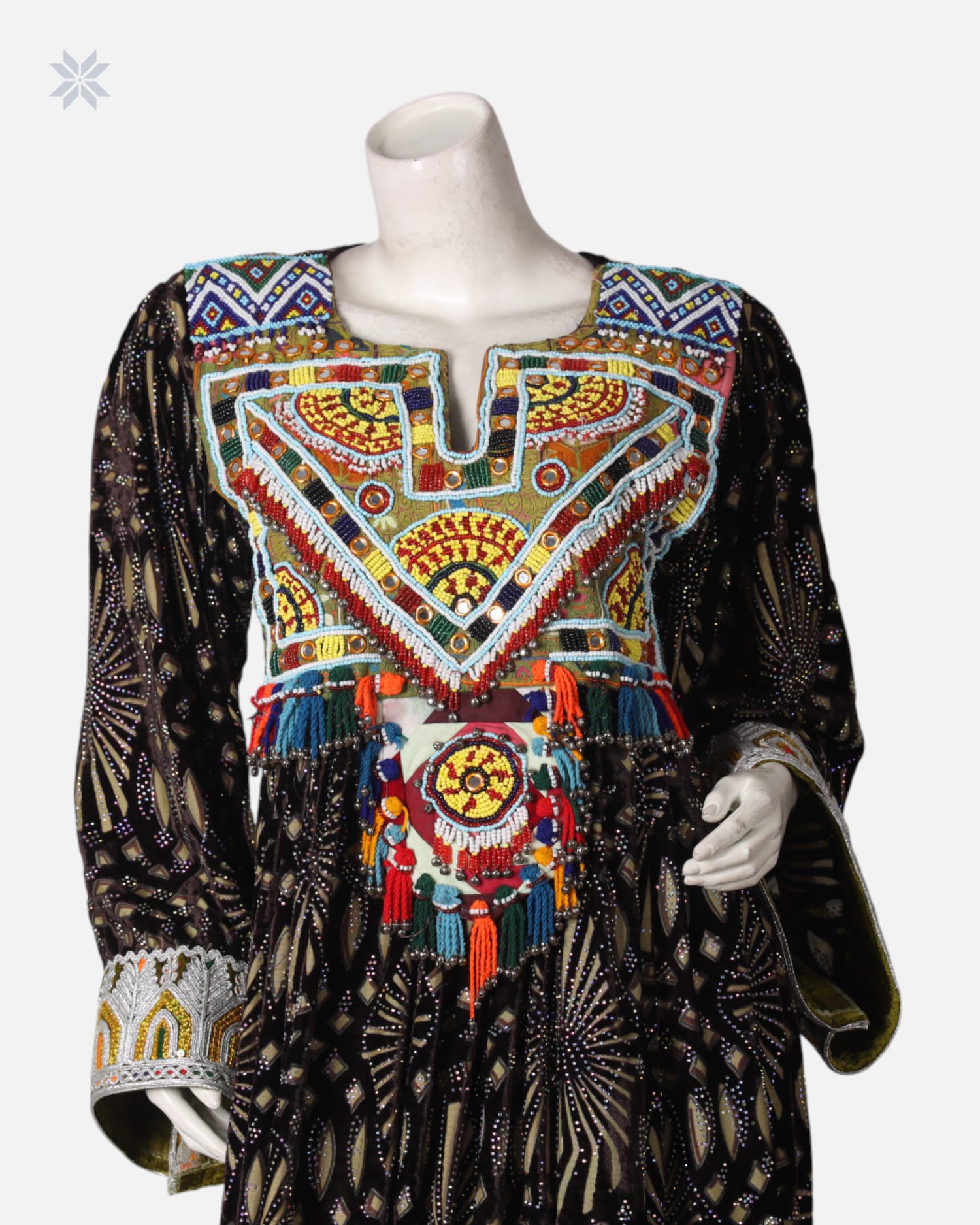 Black Authentic Dress with Traditional Hand Embroidery Charmadozi