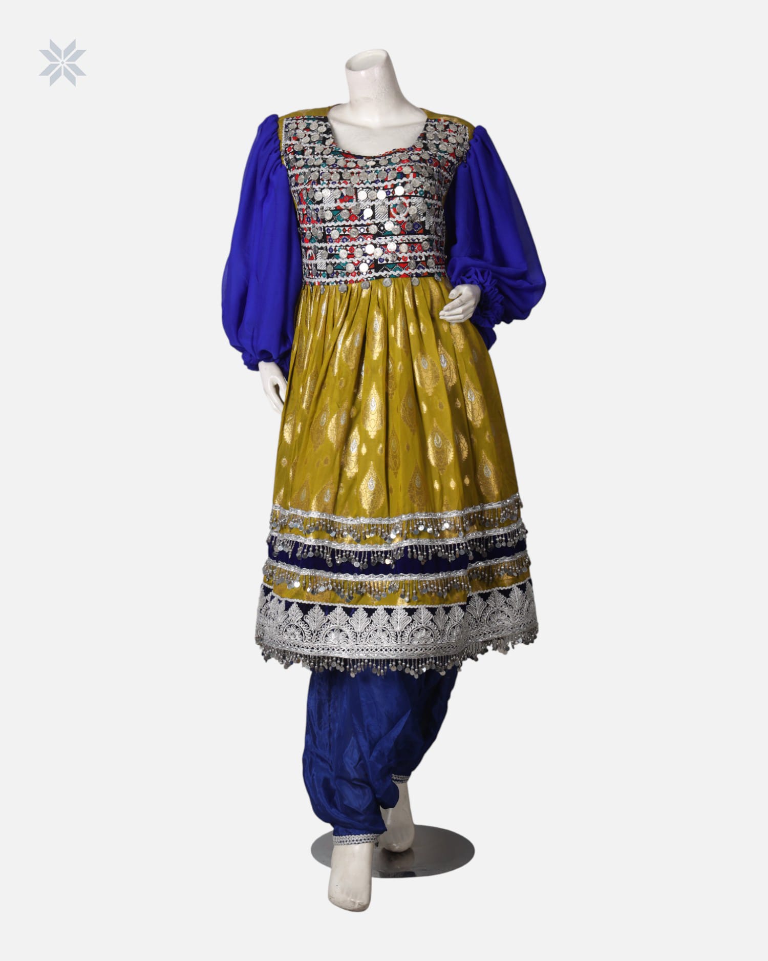 Traditional Afghan Red Velvet Dress with Decorative Detailing