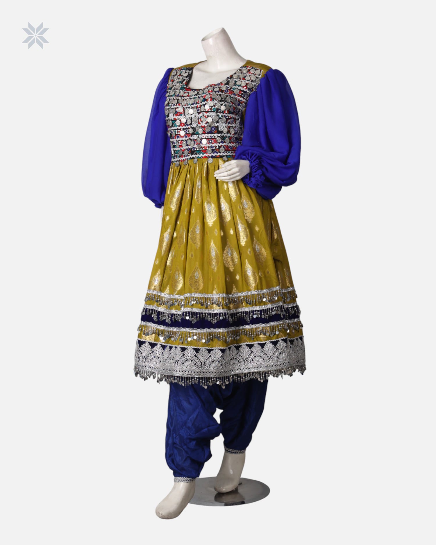 Traditional Afghan Red Velvet Dress with Decorative Detailing