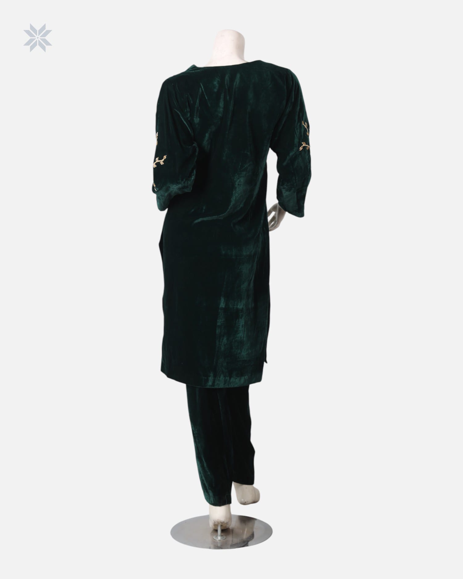 Traditional Afghan Panjabi Dress with Silk Velvet and Handcrafted Embroidery
