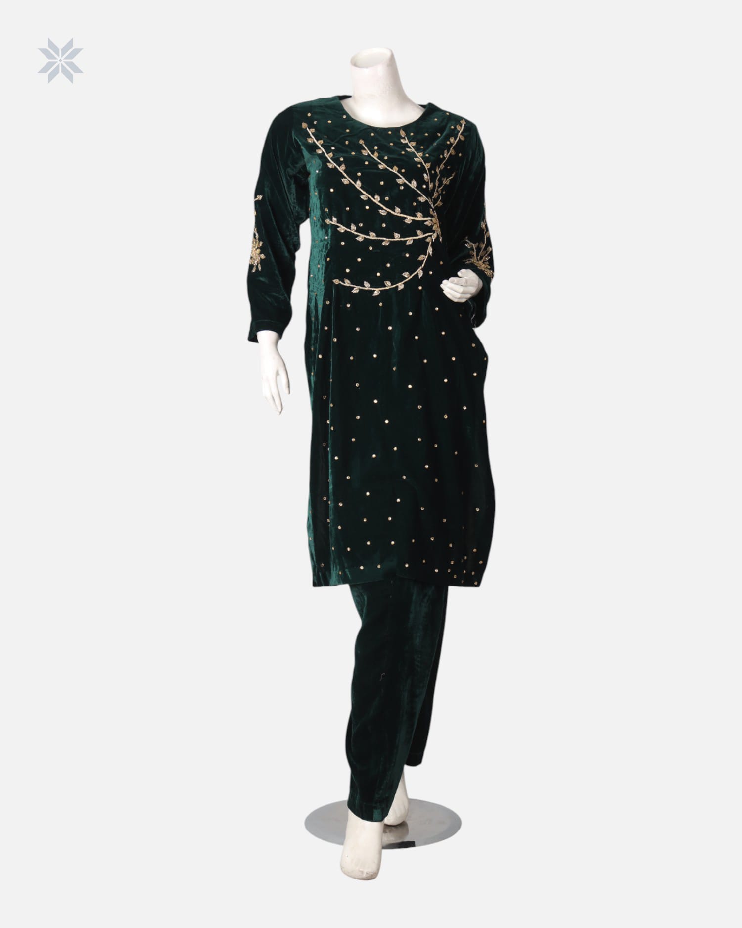 Traditional Afghan Panjabi Dress with Silk Velvet and Handcrafted Embroidery