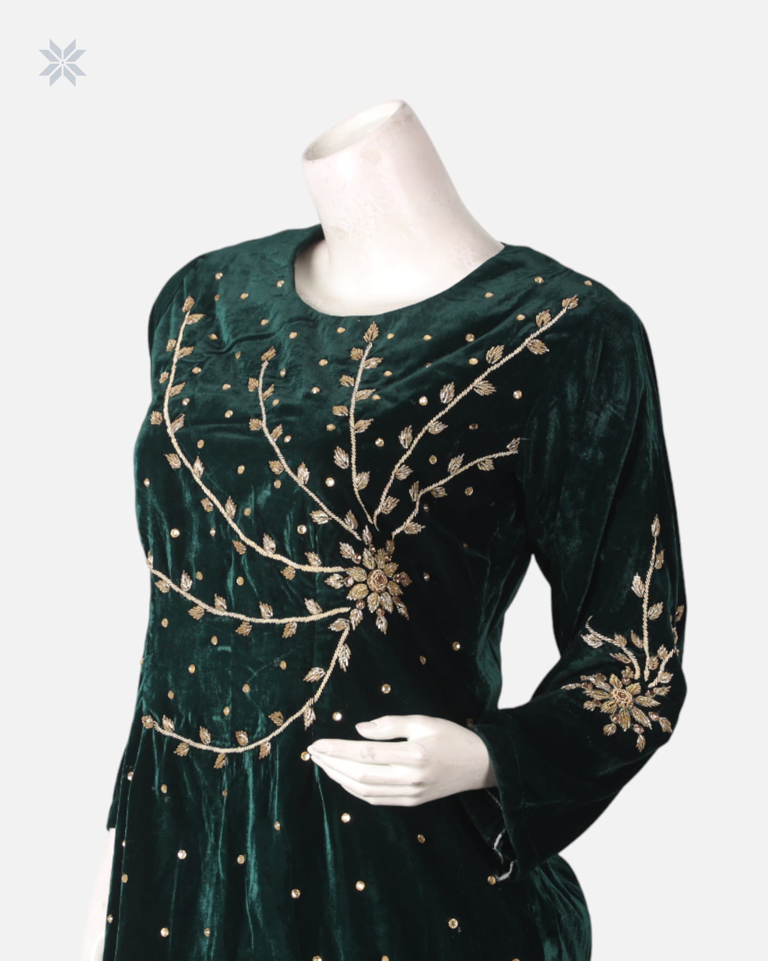Traditional Afghan Panjabi Dress with Silk Velvet and Handcrafted Embroidery