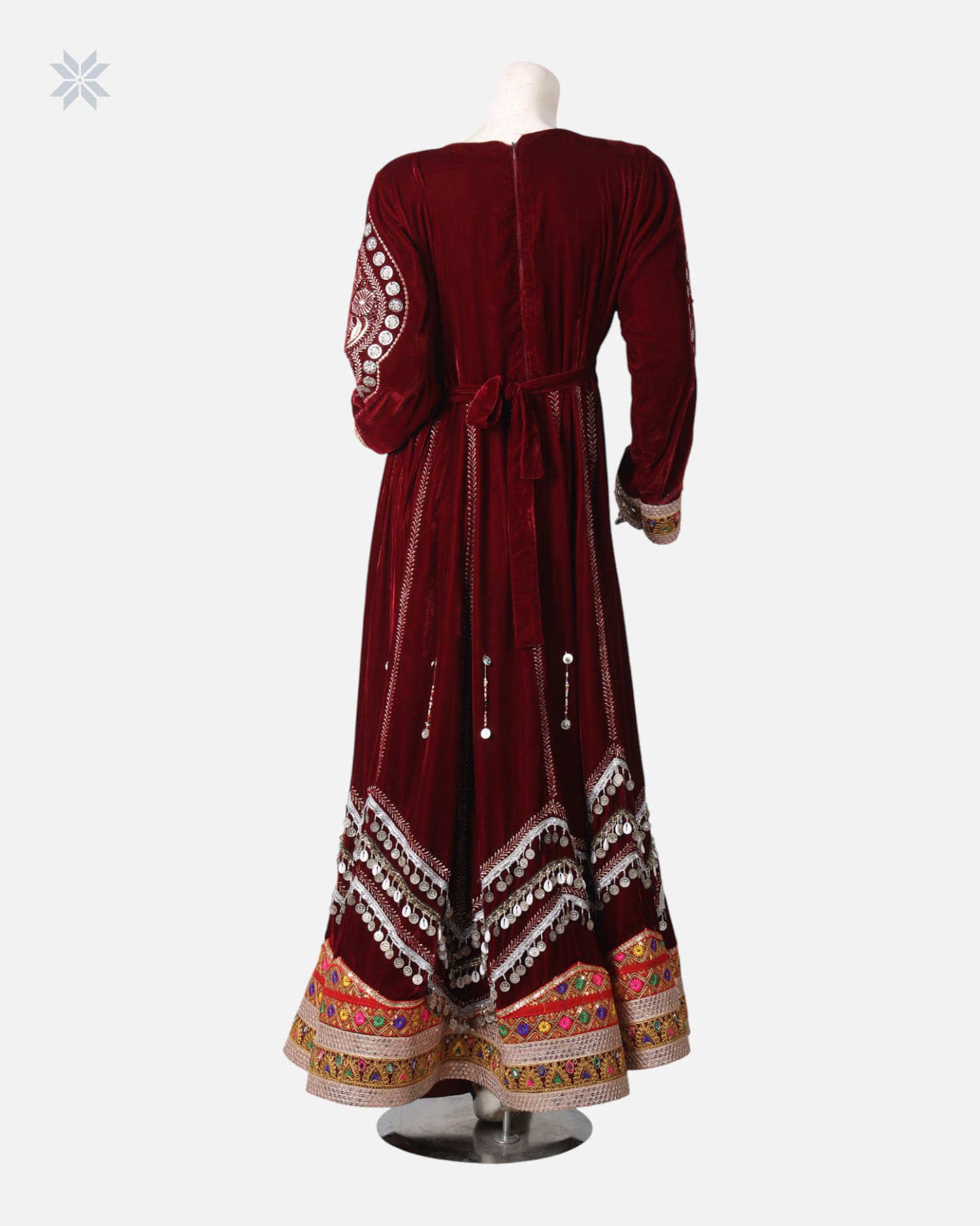 Afghan Traditional Velvet Dress with Elegant Modern Charmadozi
