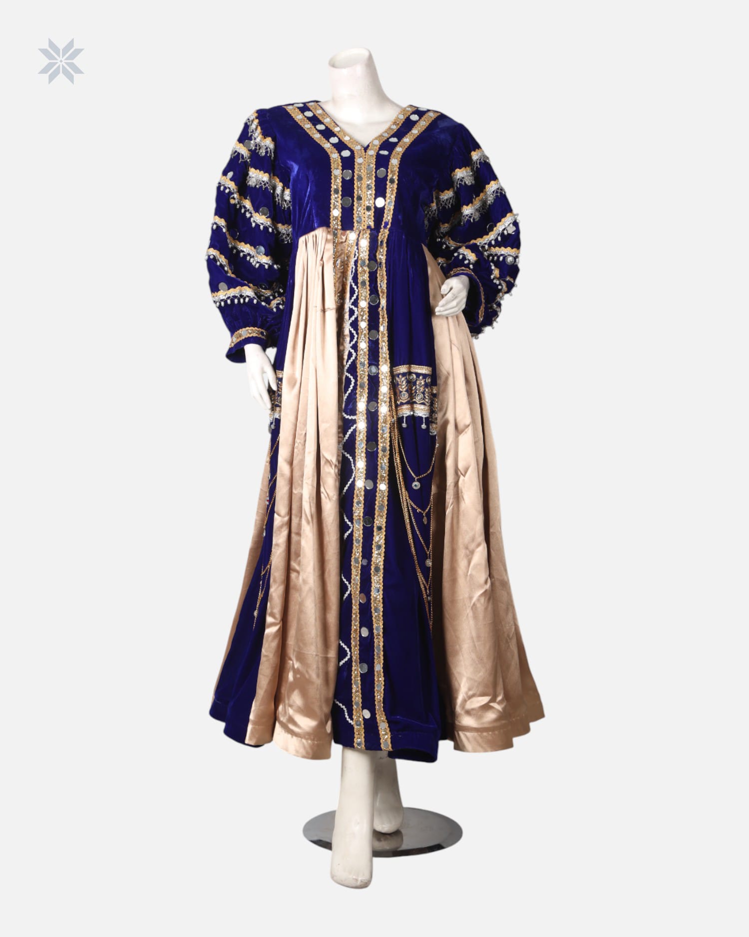 Afghan Traditional Velvet Dress with Satin and Modern Design